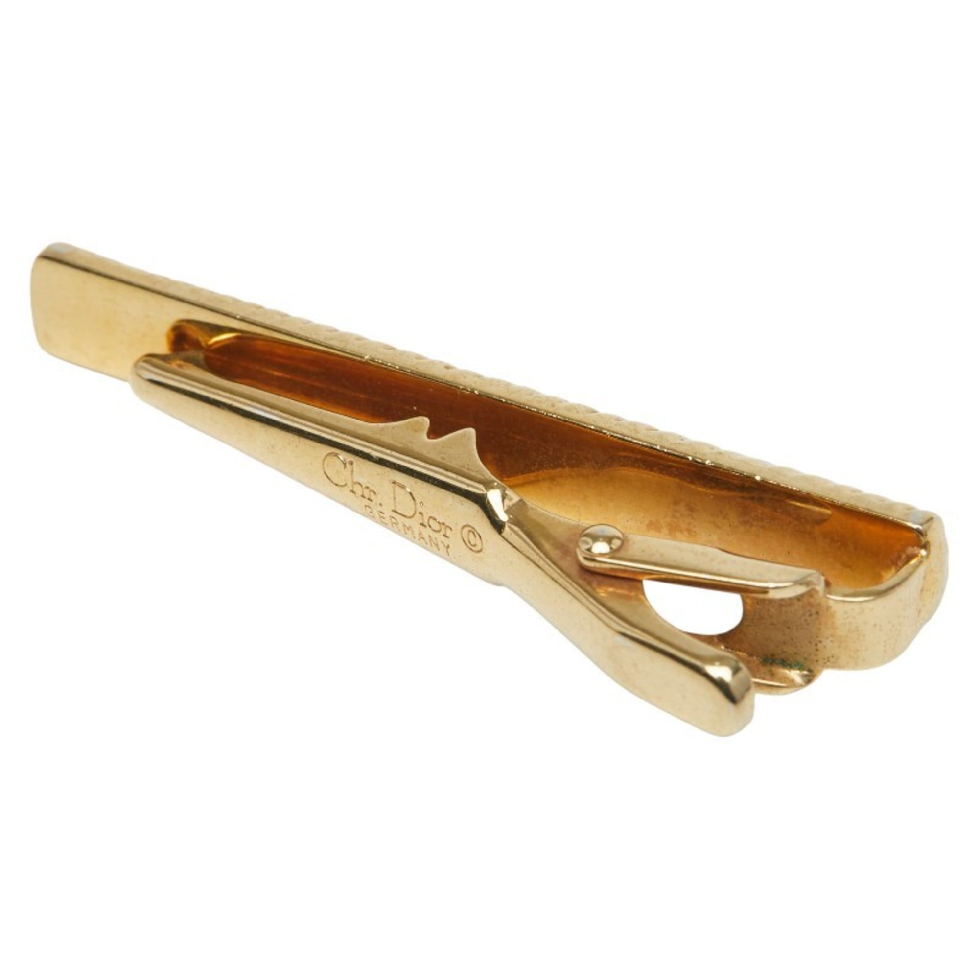 Dior CD logo clip tie clip, gold and silver plated, men's