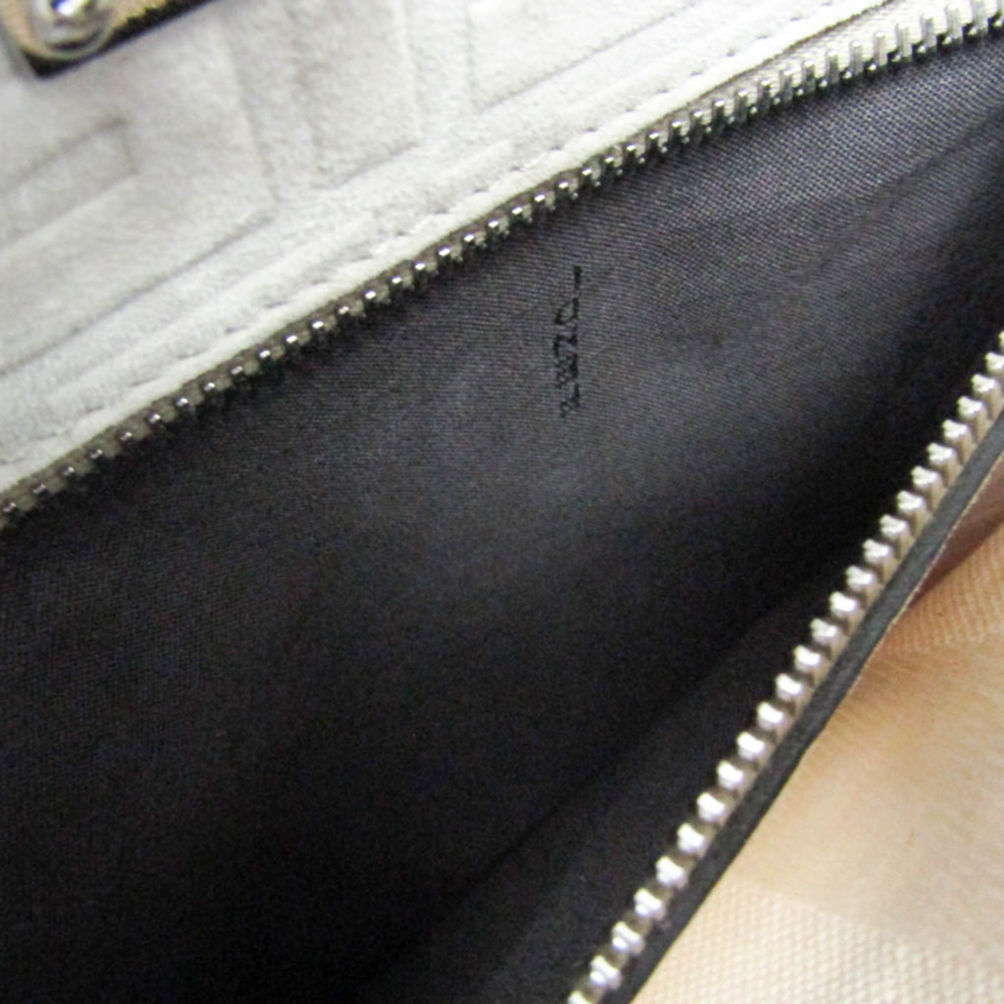 Fendi Selleria Peekaboo Fit Mini 7VA422 Women's Leather,Canvas Handbag,Shoulder Bag Gray,White — Like New