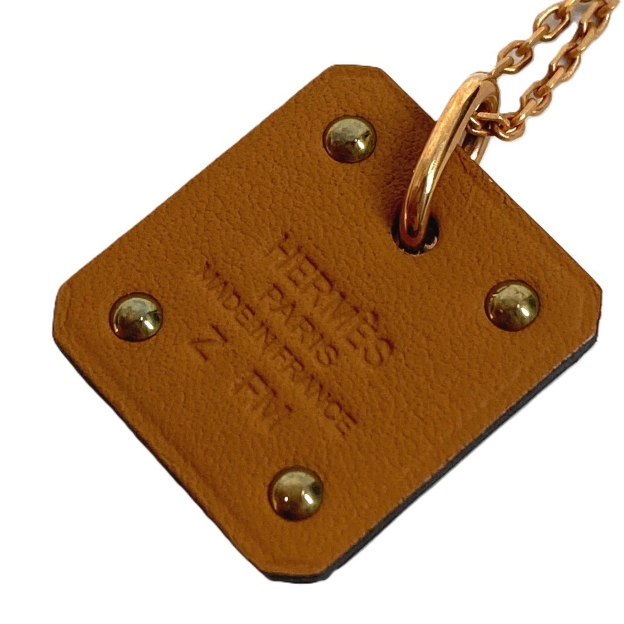 HERMES Heart Chain As de Coeur PM Pendant Necklace, Leather, Metal, Women's, Black — Like New