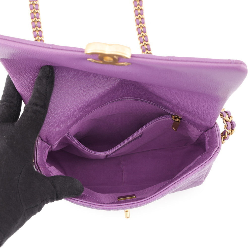 Chanel Chain Shoulder Bag, Matelassé, Coco Mark, Caviar Skin, CHANEL Handbag, Women's — Like New