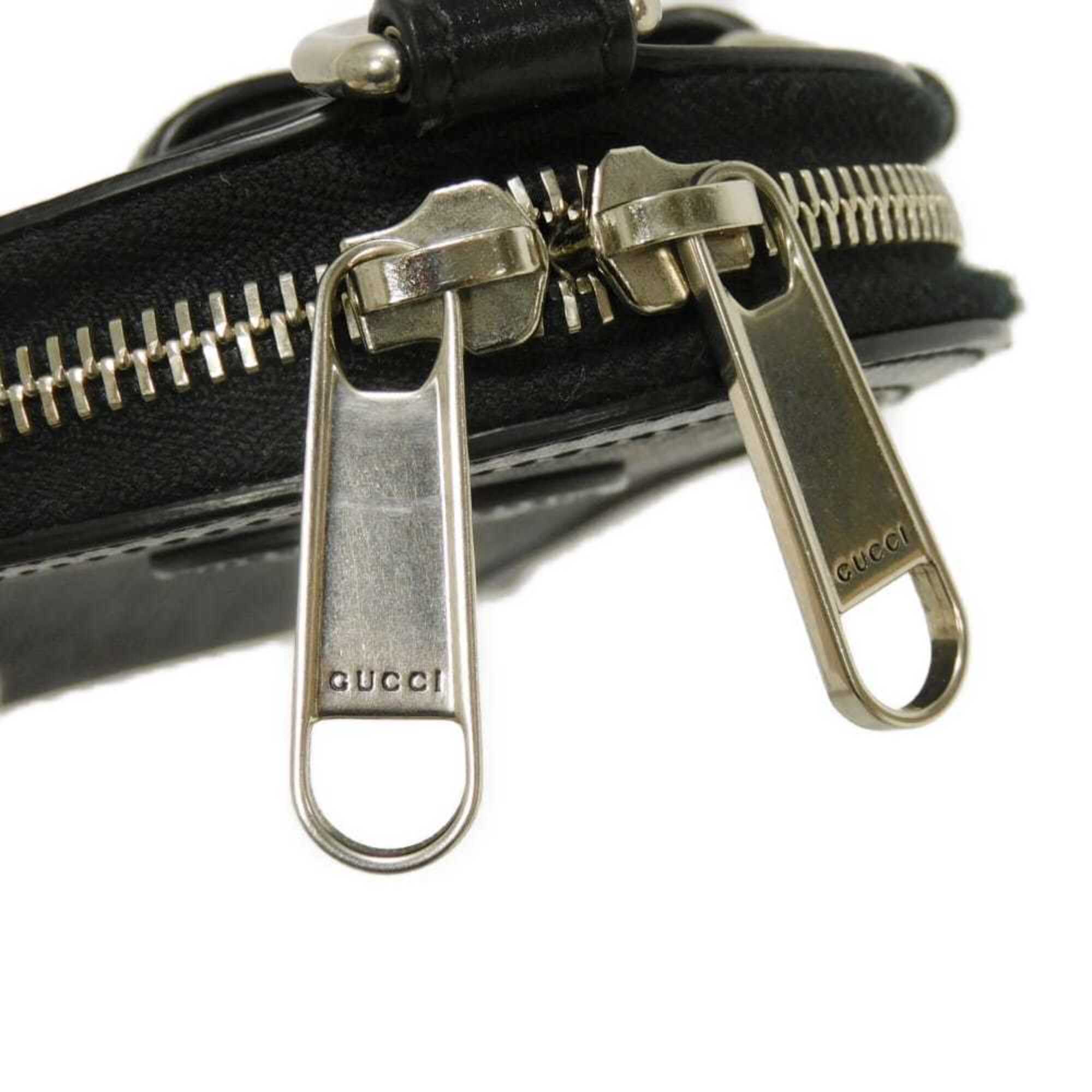 Gucci GG Supreme Shoulder Bag with Phone Holder, Double G Design, 2-Way, Interlocking G, Black, 724357 92TCF 1000, Men's/Women's — Like New