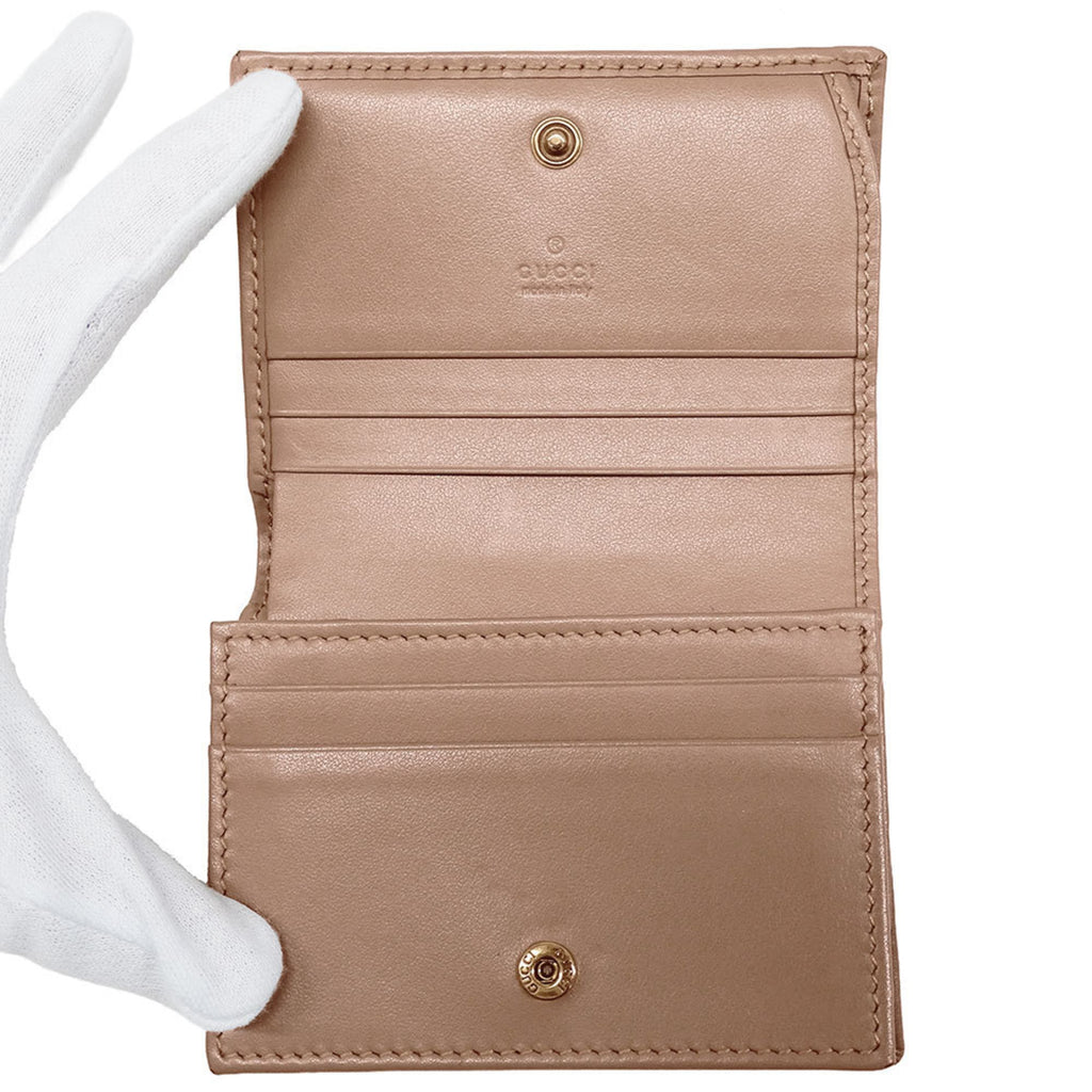 Gucci Women's Petit Marmont Bifold Wallet in Pink Beige Leather (466492) with Quilted Design