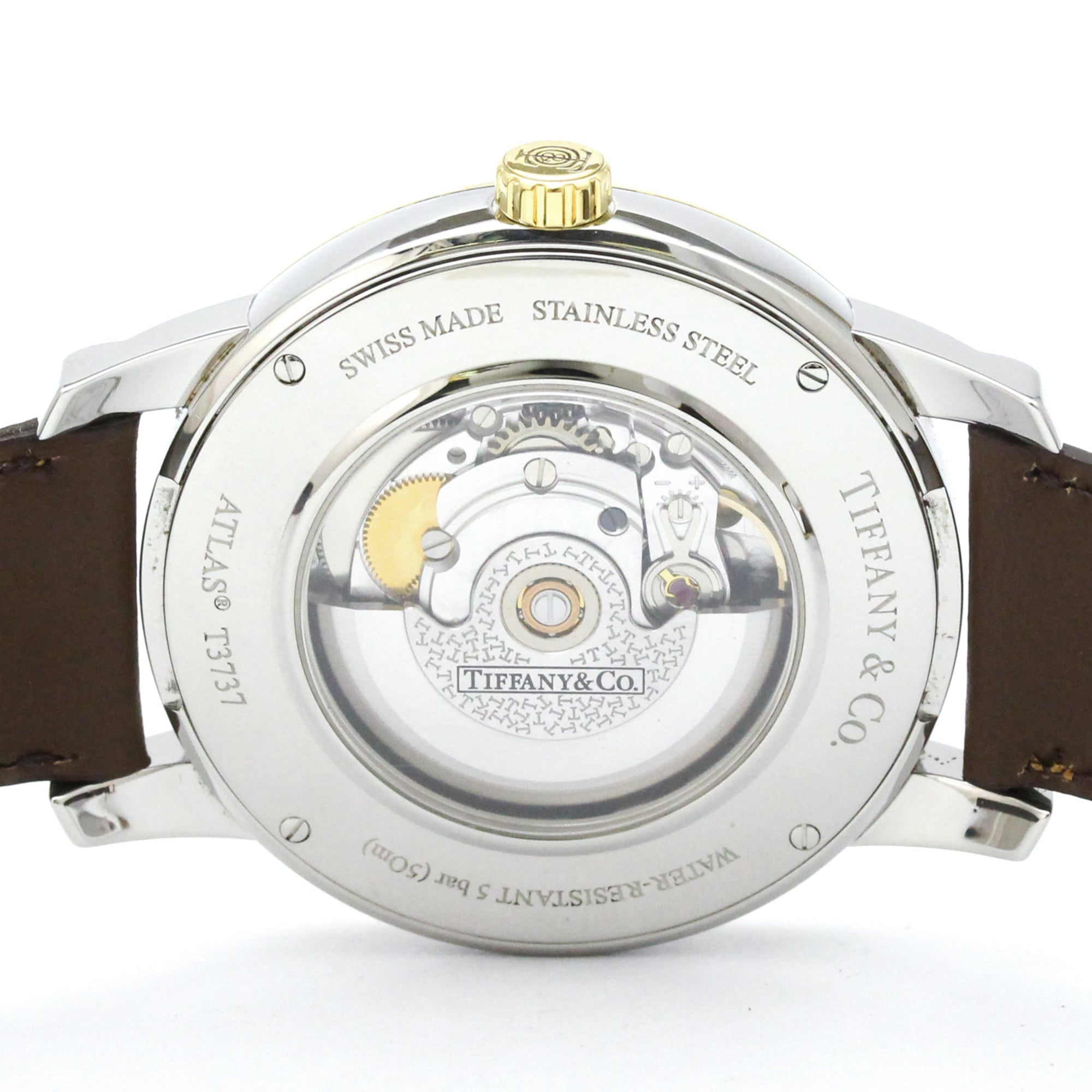 TIFFANY Atlas Dome Gold Plated Steel Automatic Mens Watch Z1800.68.15A21A00A Polished — Very Good