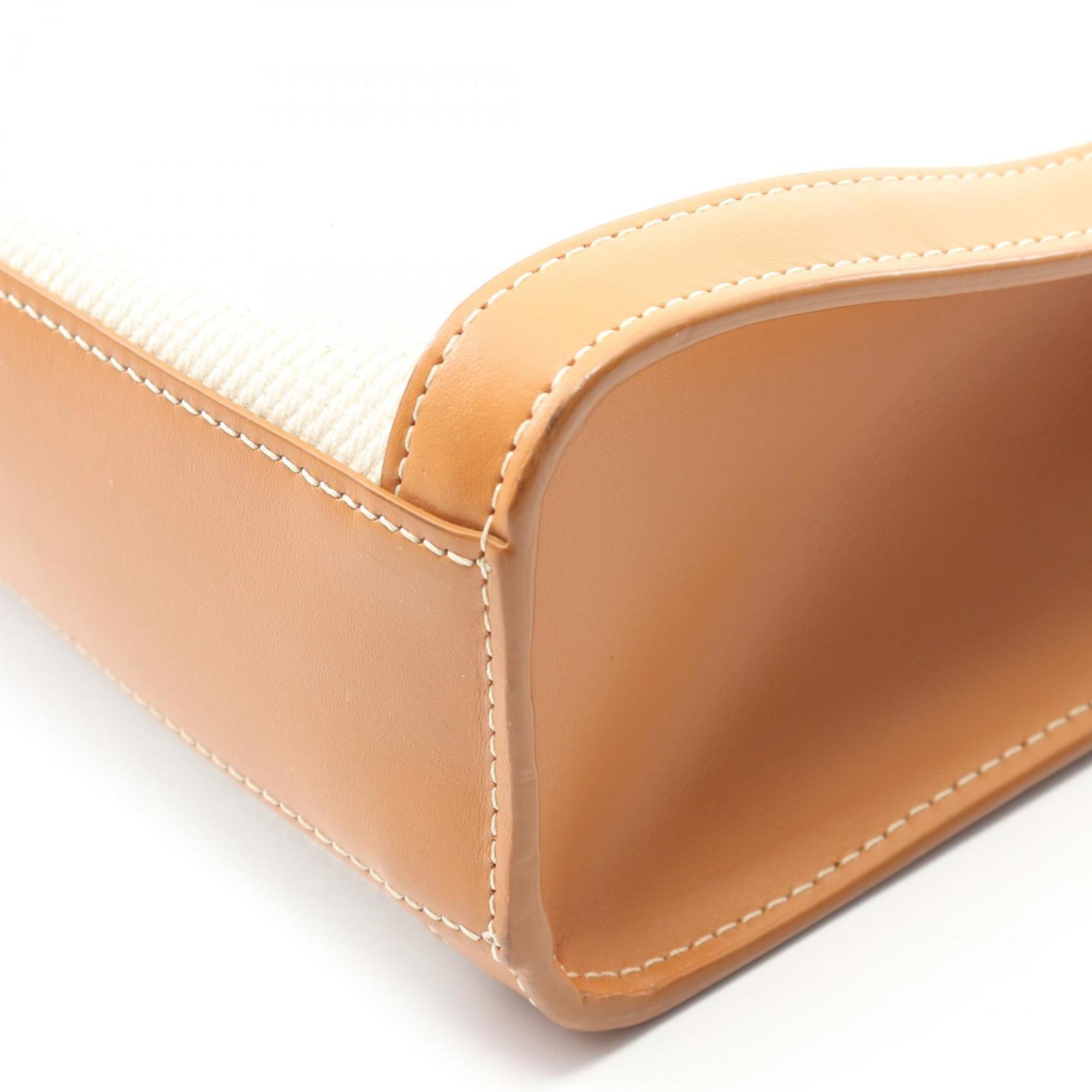 Celine Small Vertical Cabas Tote Bag in Canvas and Leather, Women's, White/Brown, 192082BNZ