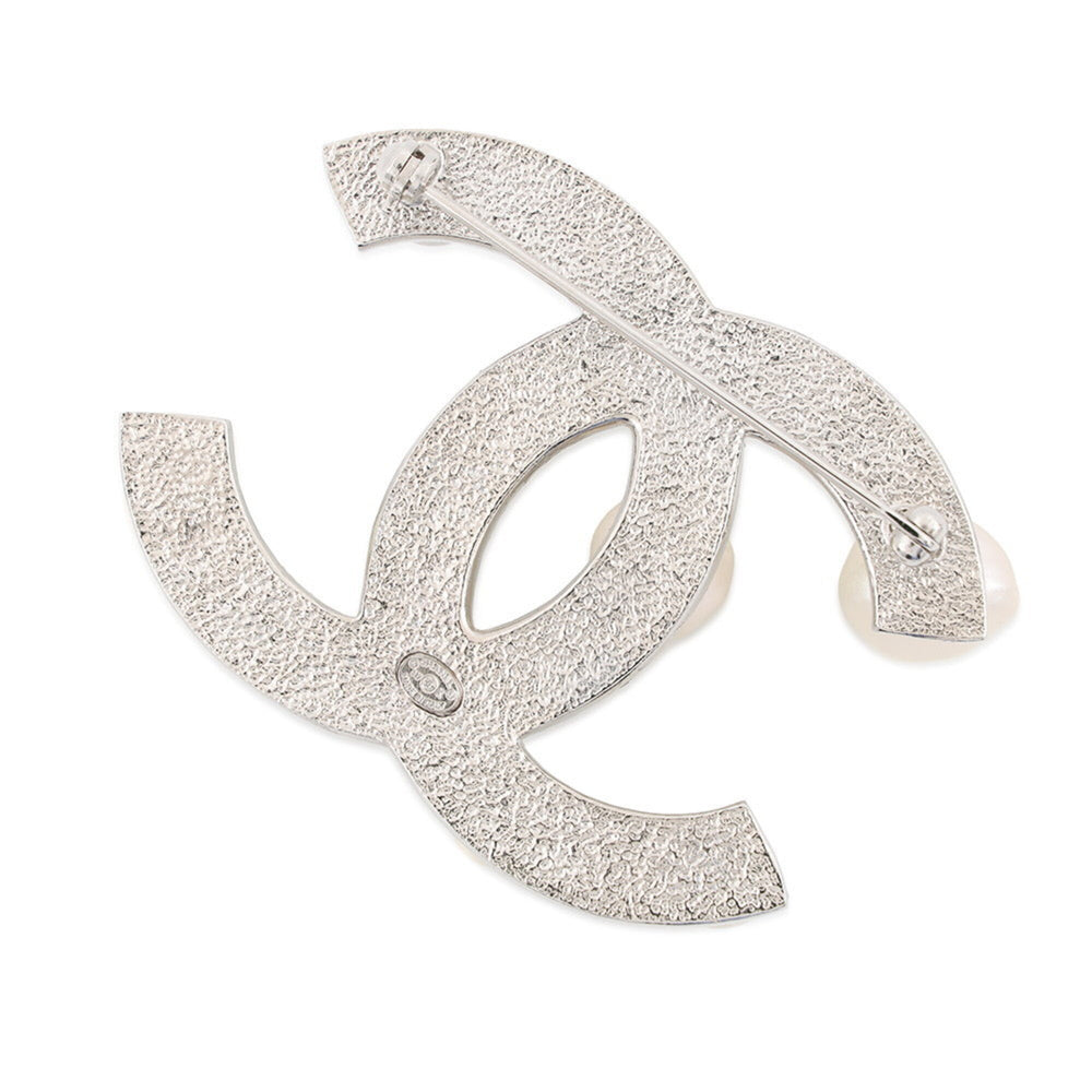 Chanel Brooch, Coco Mark Rhinestone, Faux Pearl, Metal, B17K A96841 CHANEL Brooch BROACH — Like New