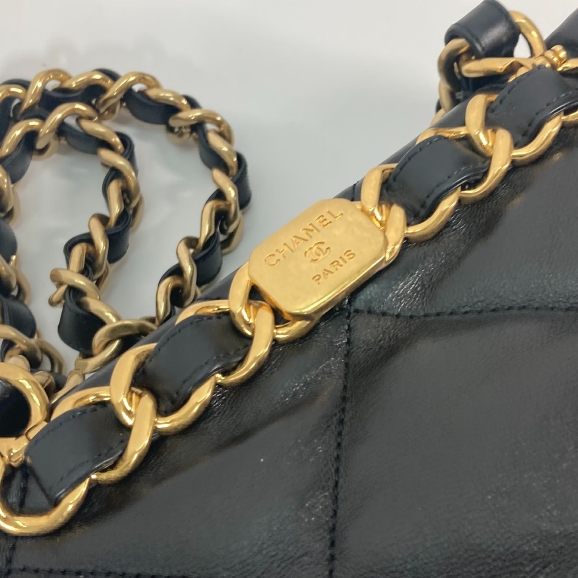 CHANEL AS3502 Chain Bag Quilted Matelasse Small Shopping CC Coco Mark Shoulder Lambskin Women's Black — Like New