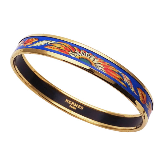 Hermes bangle for men and women, brand enamel PM blue gold, with box