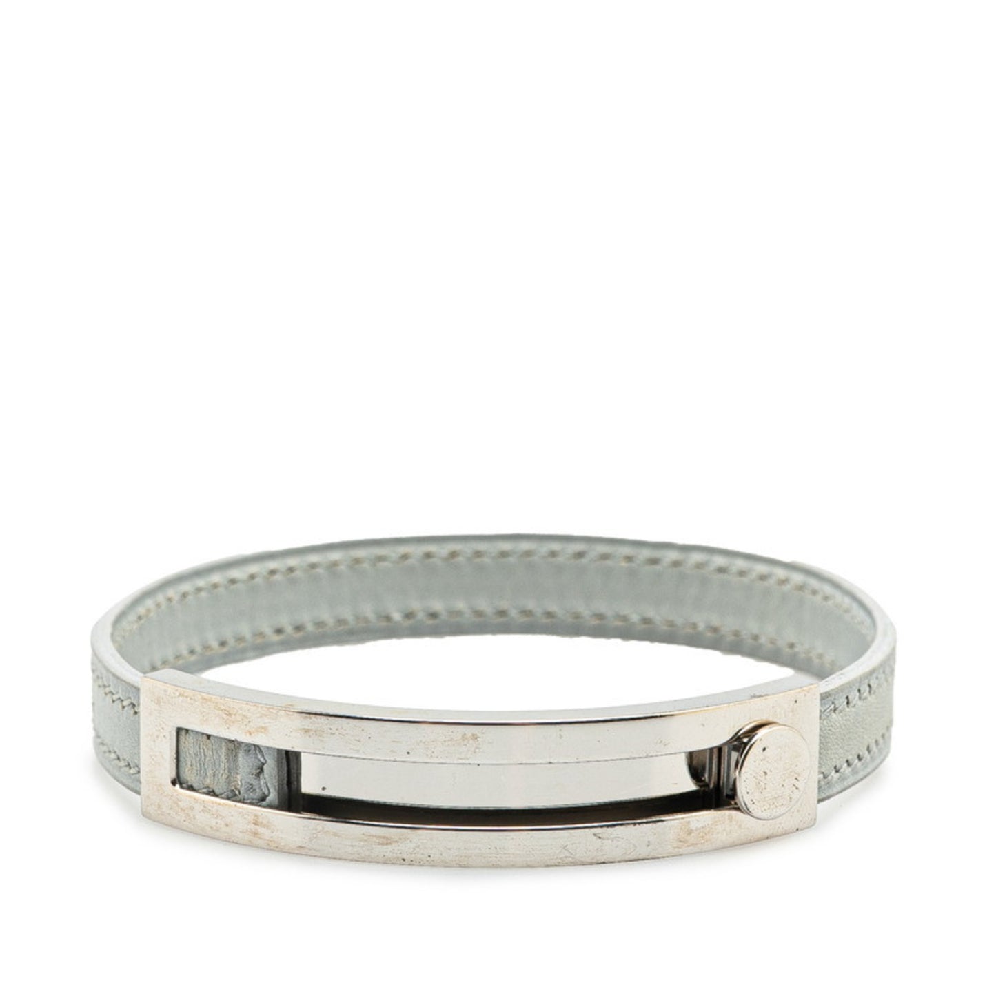 Hermes Puspus Bracelet in Gray and Silver Metal Leather for Women