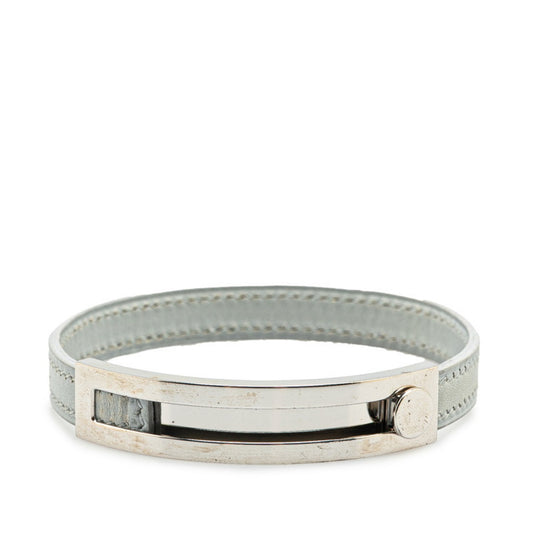 Hermes Puspus Bracelet in Gray and Silver Metal Leather for Women
