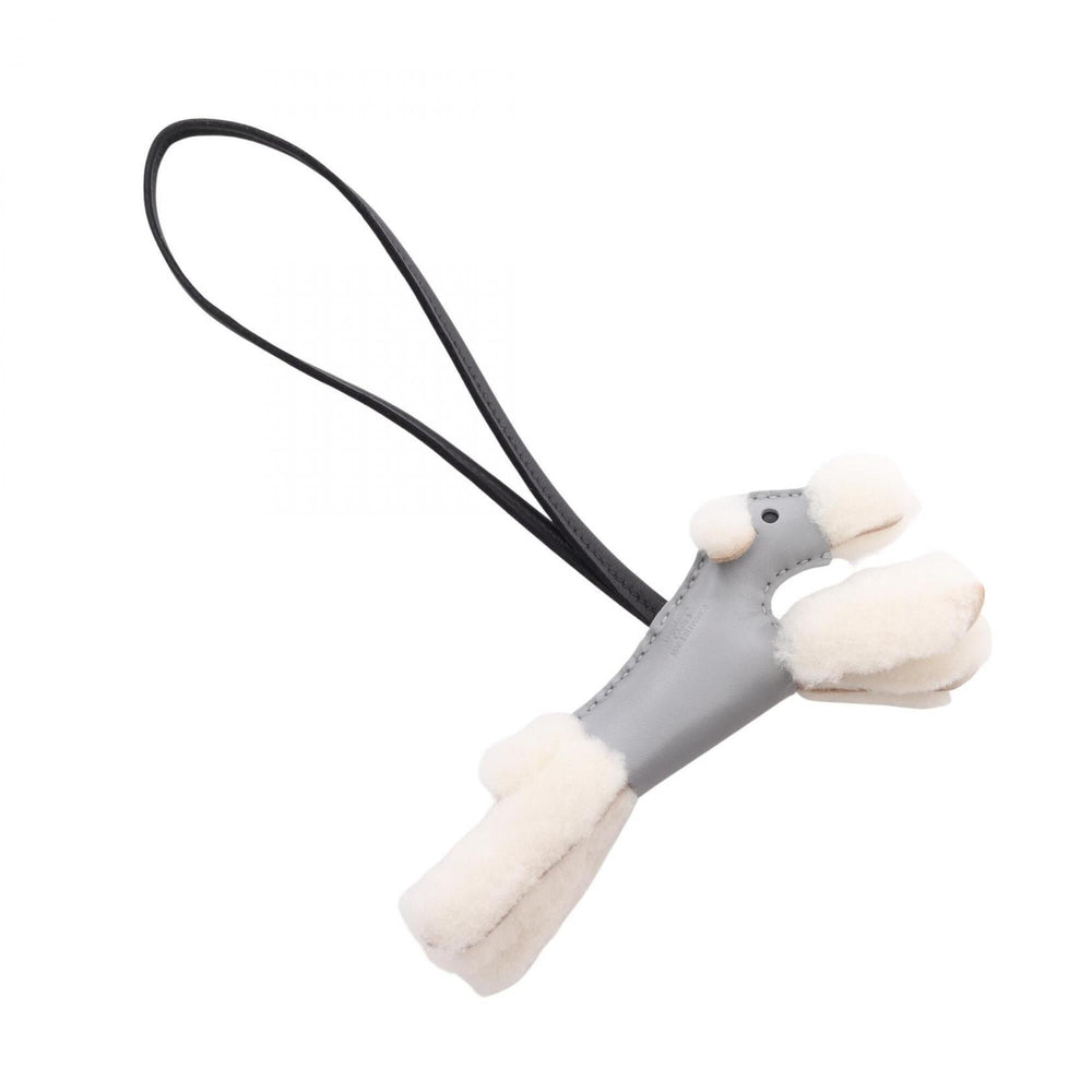 Hermes Buddy Charm, Gris Panthin, Accessory, Sheepskin, Agneau Milo, Women's, Gray, Ivory, Black — New - Store Return