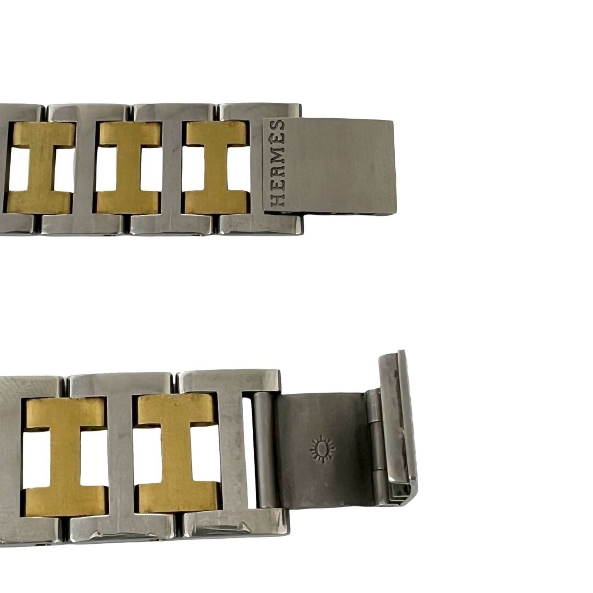 HERMES Clipper Stainless Steel GP Quartz Wristwatch, Silver/Gold, 21231 — Good