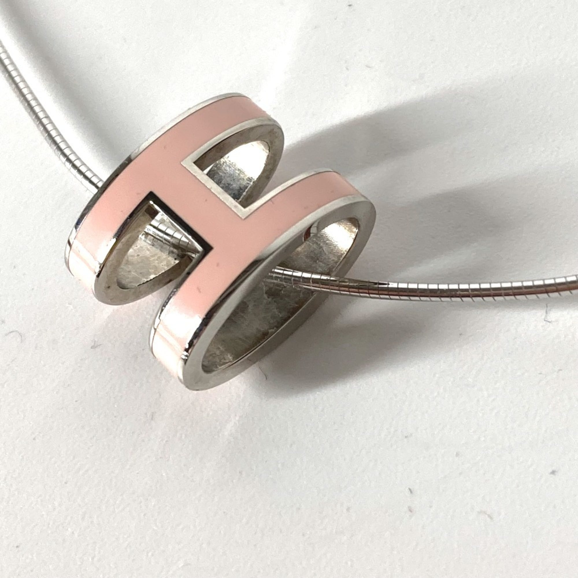 HERMES Hermes Pop H Accessory Necklace Metal Women's Light Pink — Like New