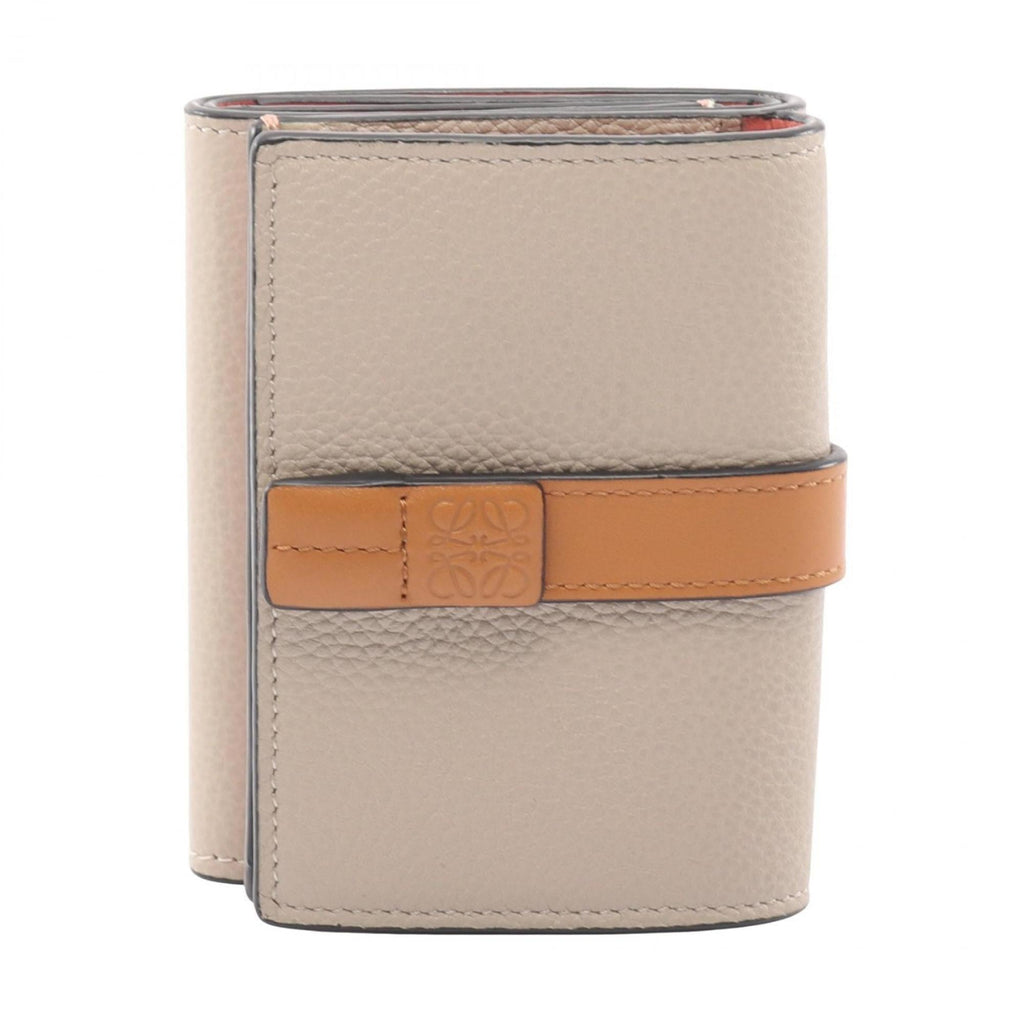 LOEWE Trifold Wallet, Leather, Women's, Beige, Brown