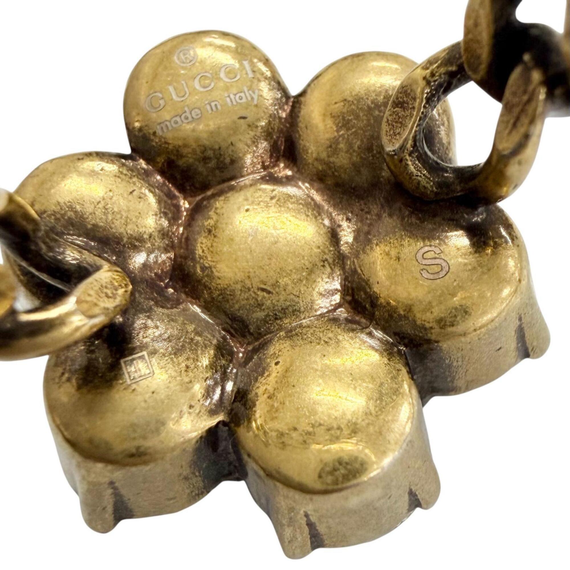 GUCCI GG Marmont Flower Rhinestone Ring, Gold Tone, Size S, Made in Italy, Women's, with Box — Like New