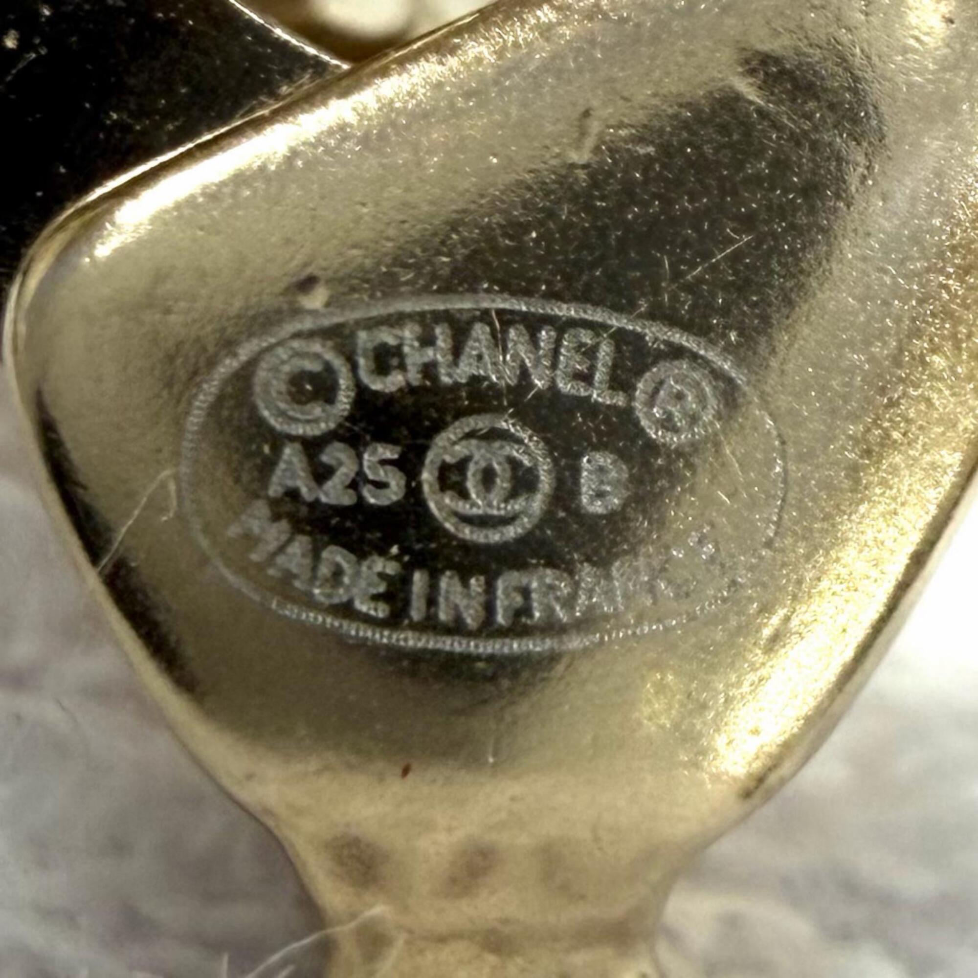 CHANEL A25B ABG297 Rhinestone Coco Mark Bracelet, Gold, Made in France, Women's, with Box and Dust Bag — Like New