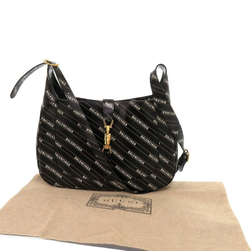 Gucci Jackie 1961 The Hacker Project Balenciaga Collaboration 636712 Leather Black Shoulder Bag 1707GUCCI — Like New