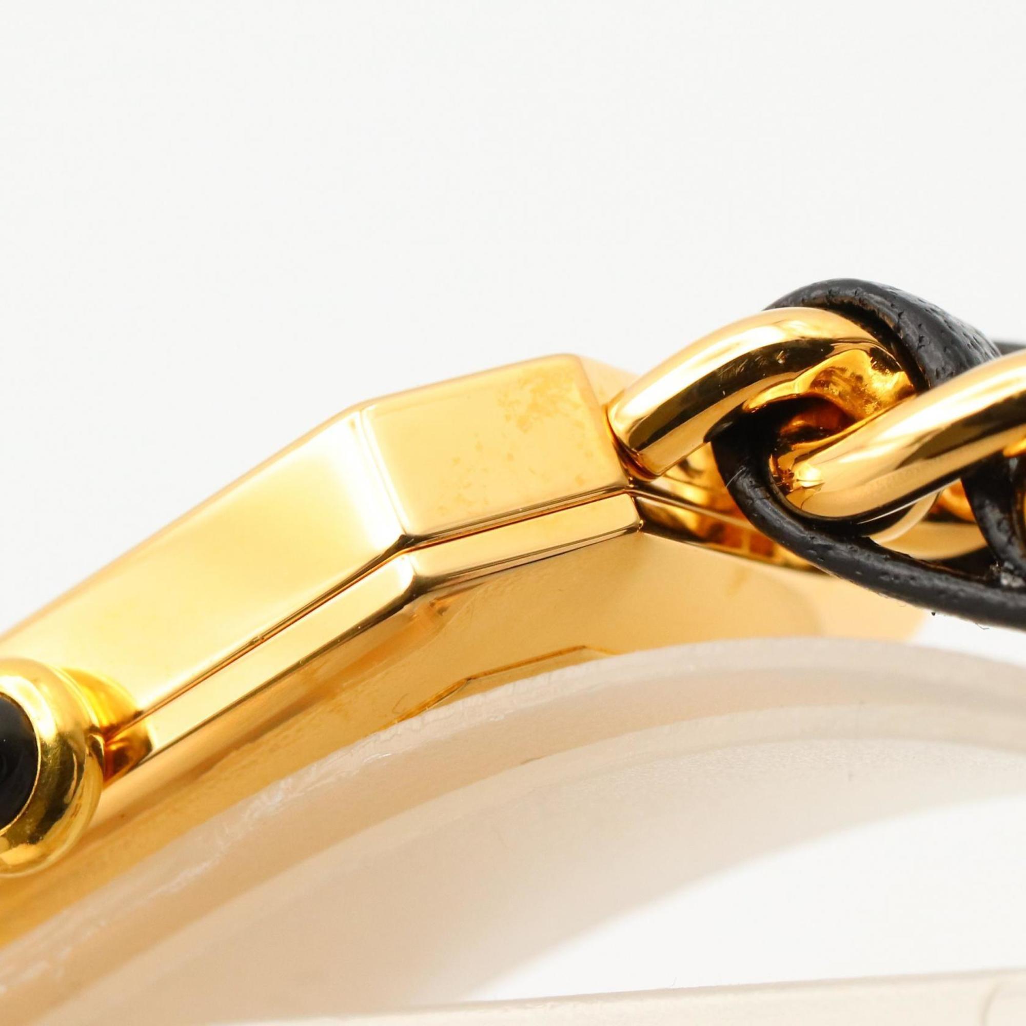 CHANEL Premiere S Watch, Gold-Plated, with Leather Strap, Black, Women's, H0001 — Very Good