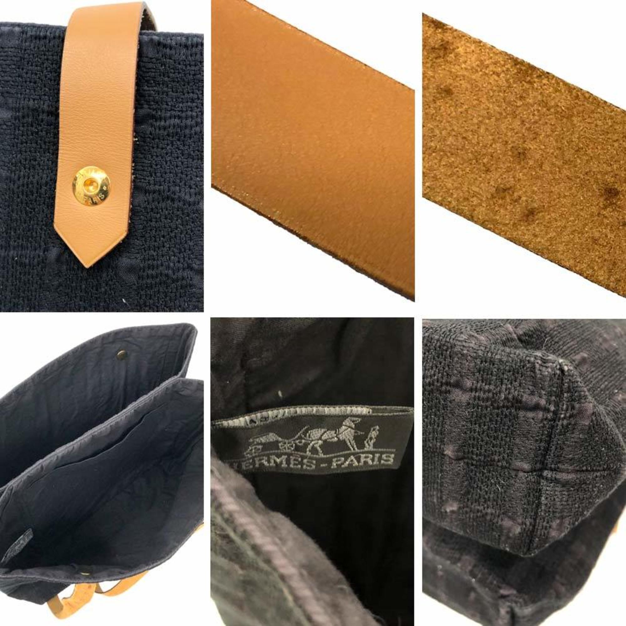 HERMES Amedaba Cabas de Poche Tote Bag Shoulder Black