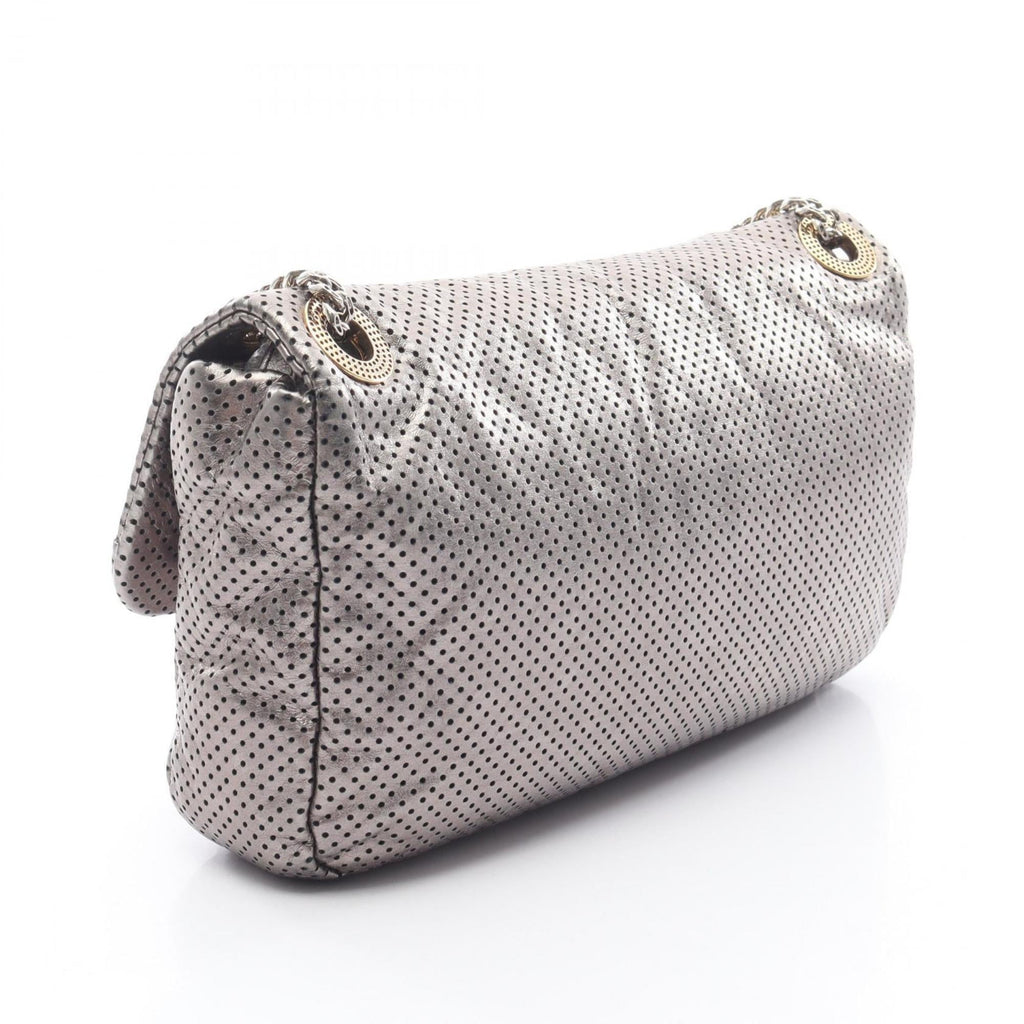 Chanel 2.55 Punched Leather Shoulder Bag, Women's, Silver