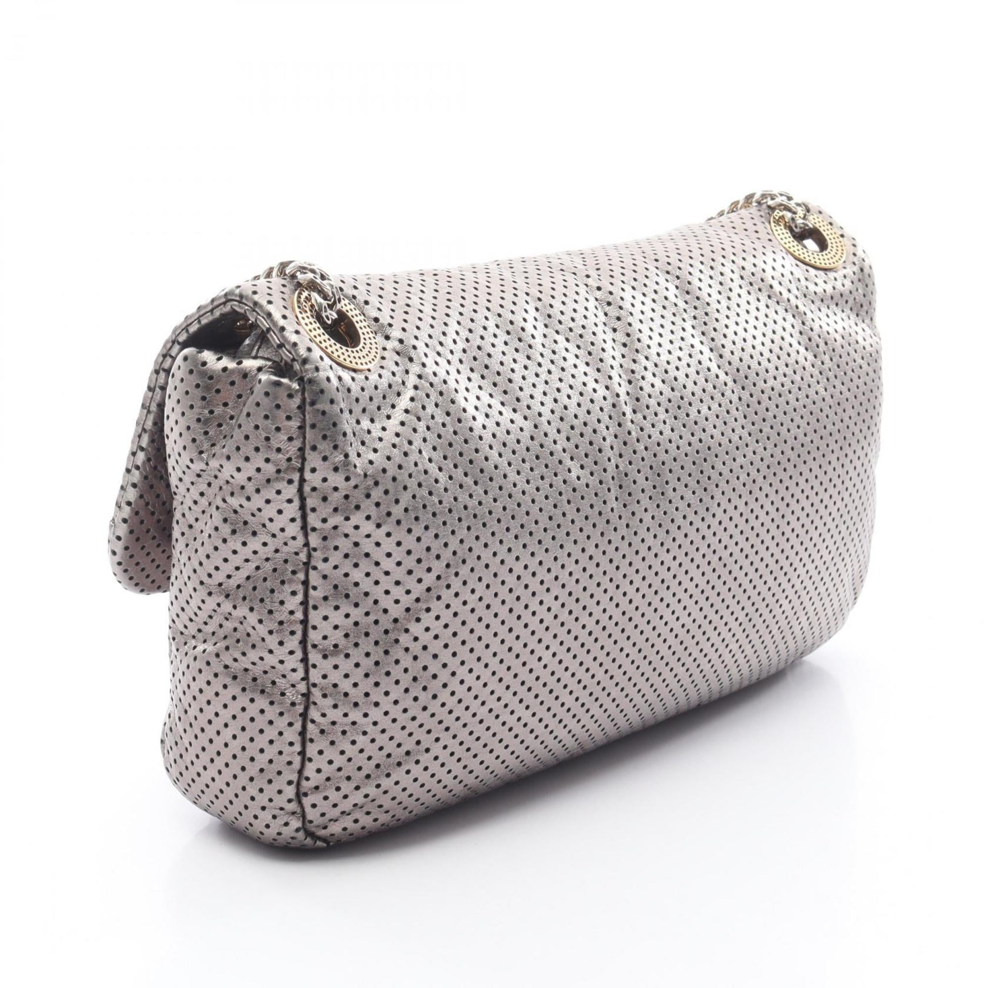 Chanel 2.55 Punched Leather Shoulder Bag, Women's, Silver