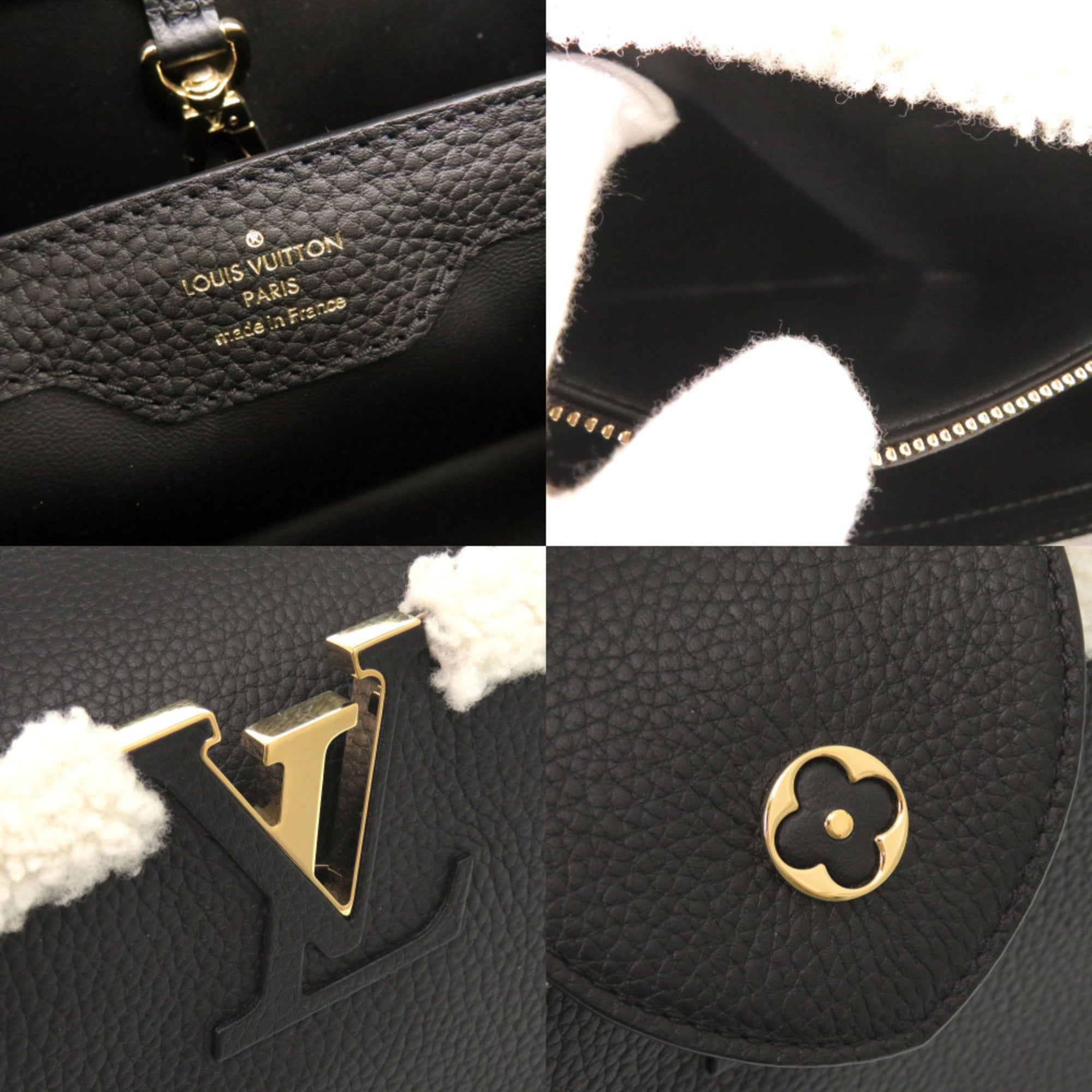 Like New Louis Vuitton Capucines MM M59073 IC Taurillon Leather Shearling Black Handbag LV 0237LOUIS VUITTON — Like New