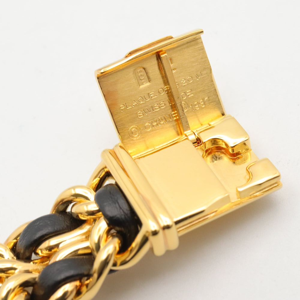 Chanel CHANEL Première S Watch, Gold Plated (GP), Leather Strap, Women's, Black, H0001 — Very Good