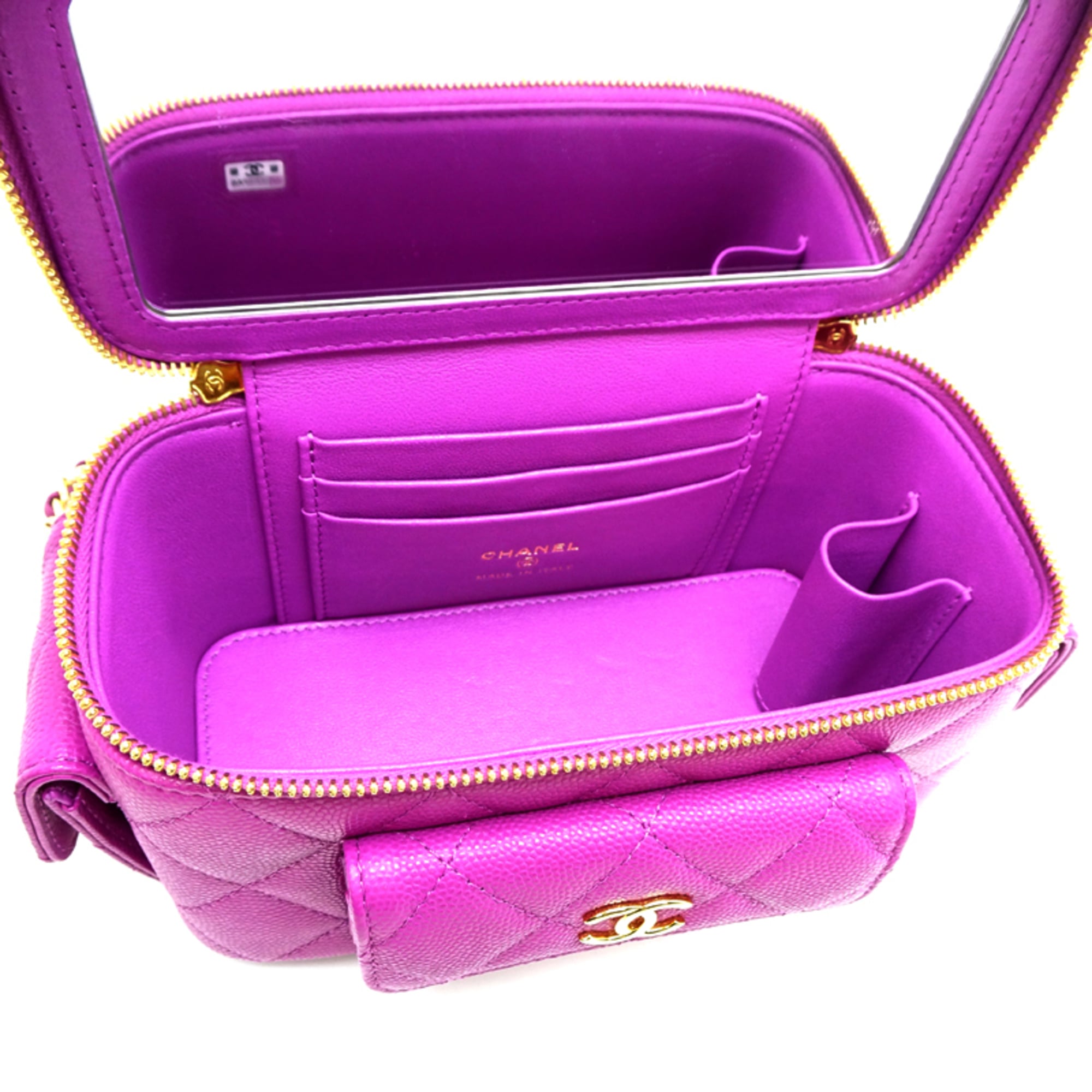 Chanel Vanity Case Women's Shoulder Bag AP3017 Caviar Leather Purple