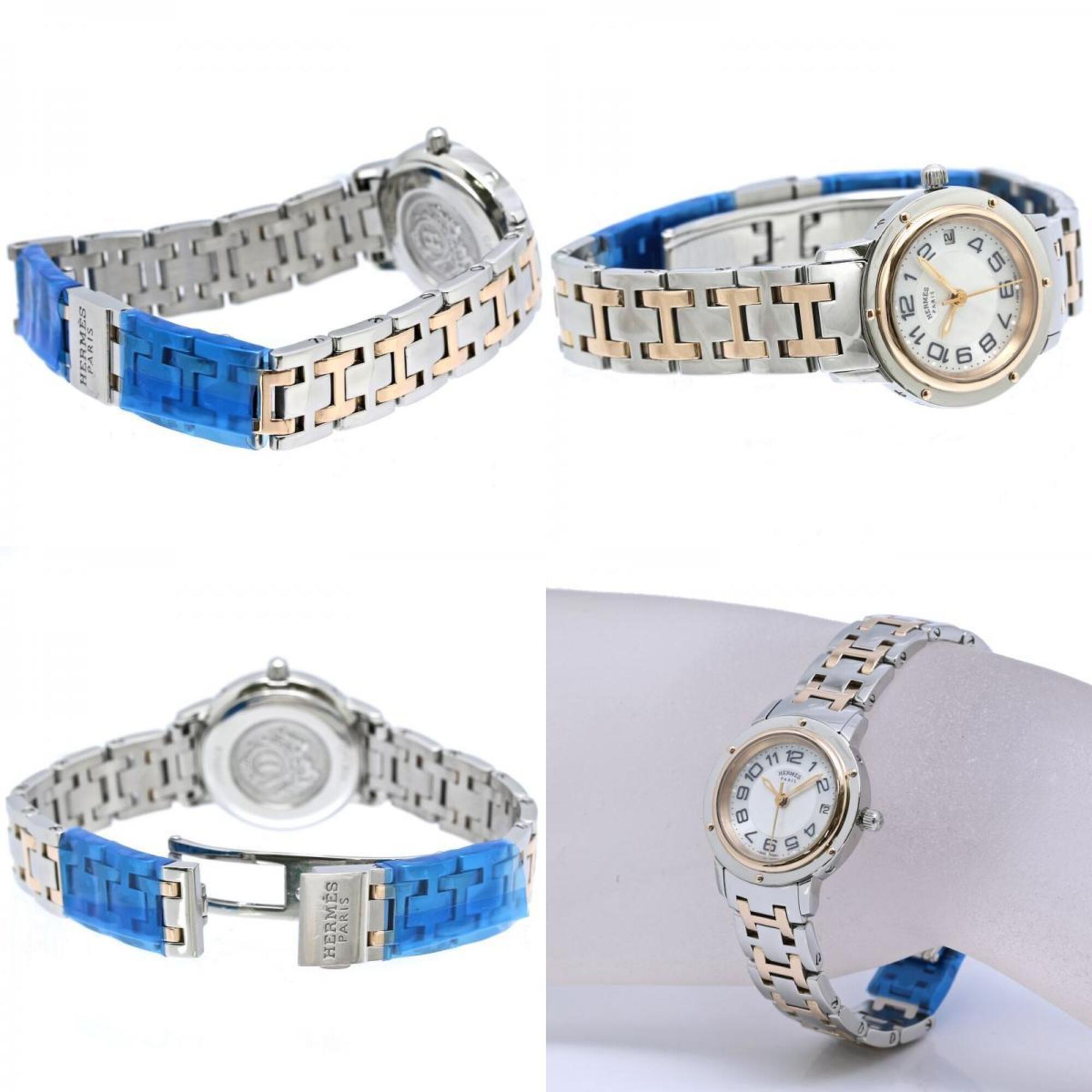 HERMES Clipper Classic Nacre CP1.221.212 4970 Women's Watch SSxPGP (Plated) 40520 — Good