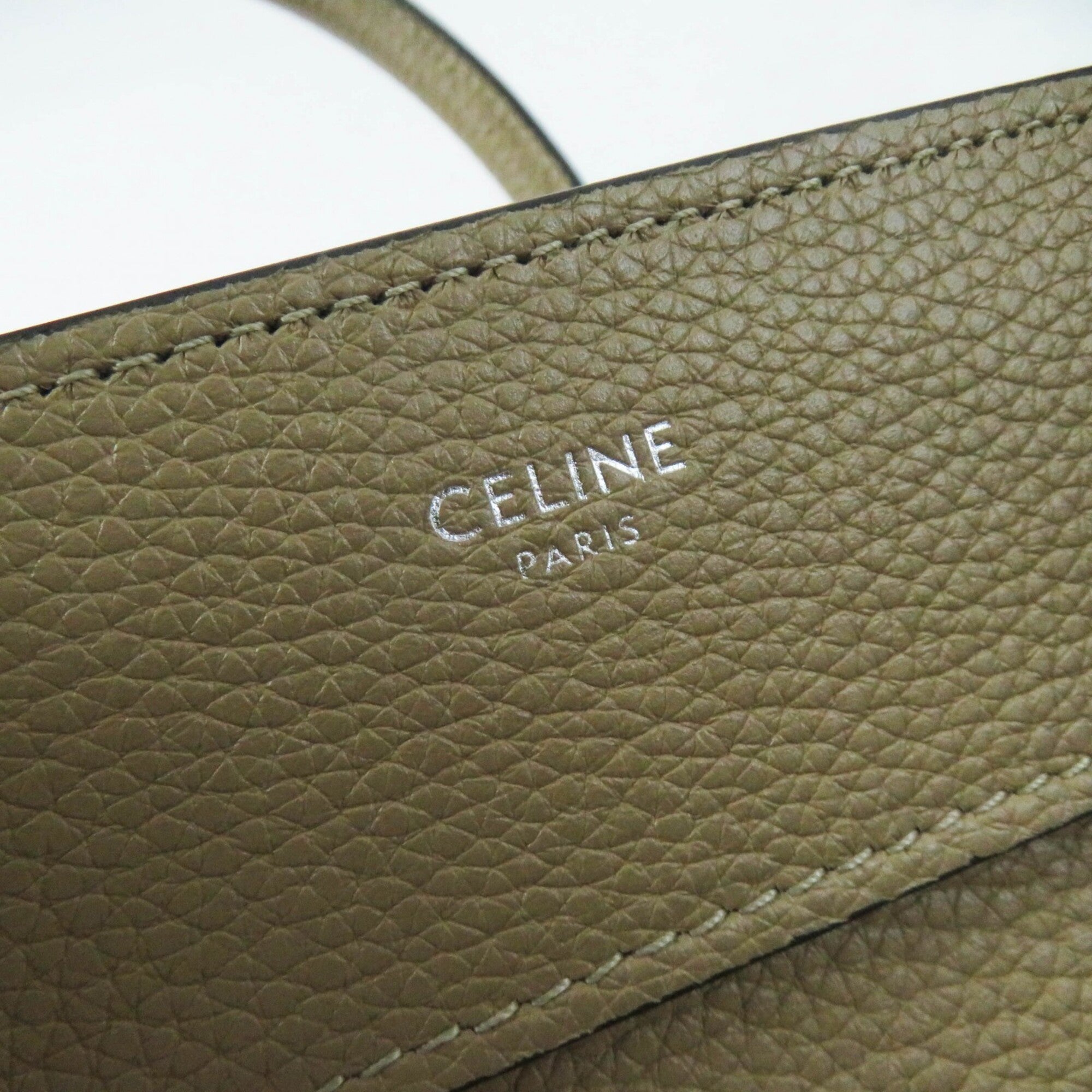 CELINE 18979 Luggage Micro Shopper Dune Drummed Calfskin Handbag with Dust Bag, Made in Italy, Women's — Like New