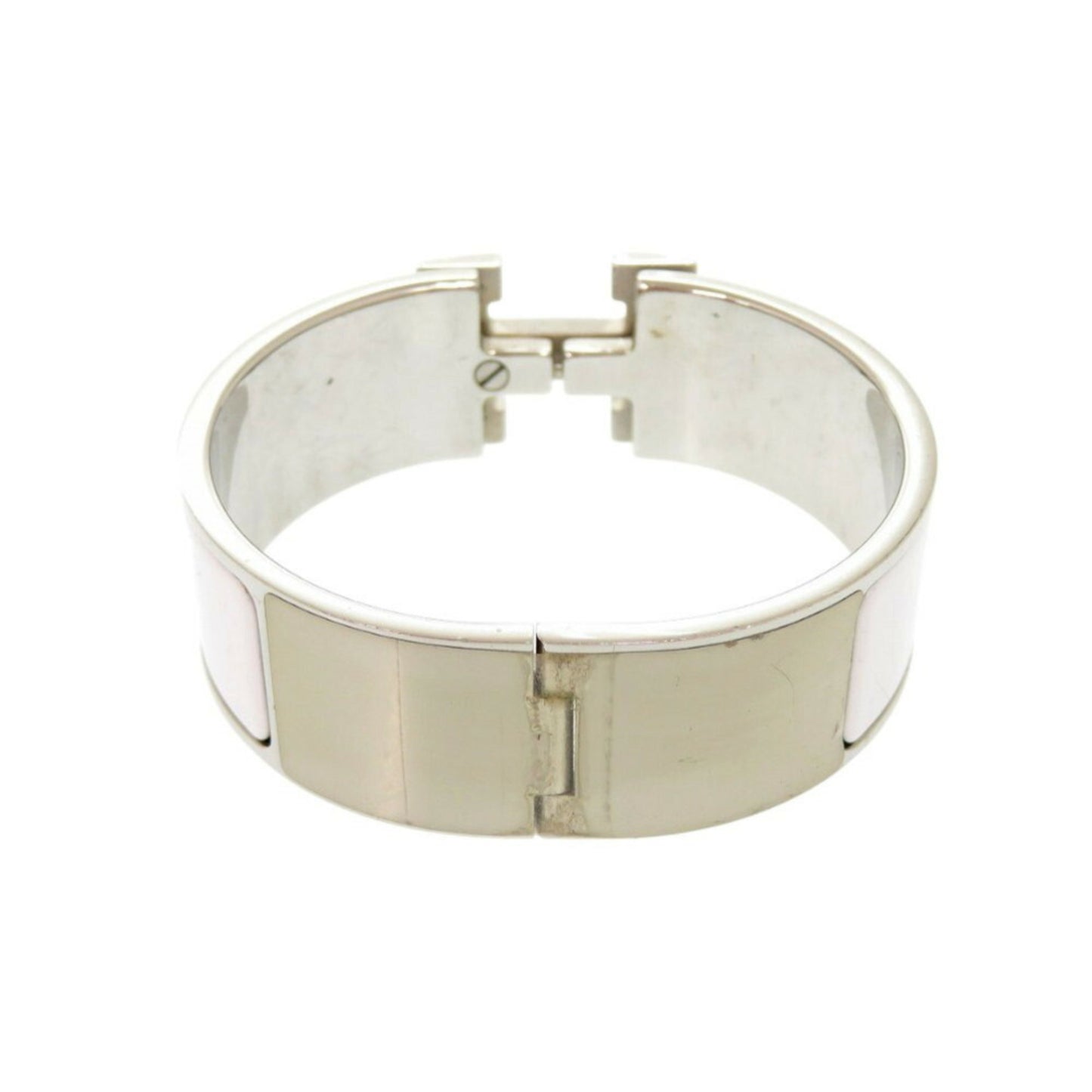 Hermes H motif Click Clack GM metal white silver P stamp (made in 2012) bracelet bangle 1053HERMES