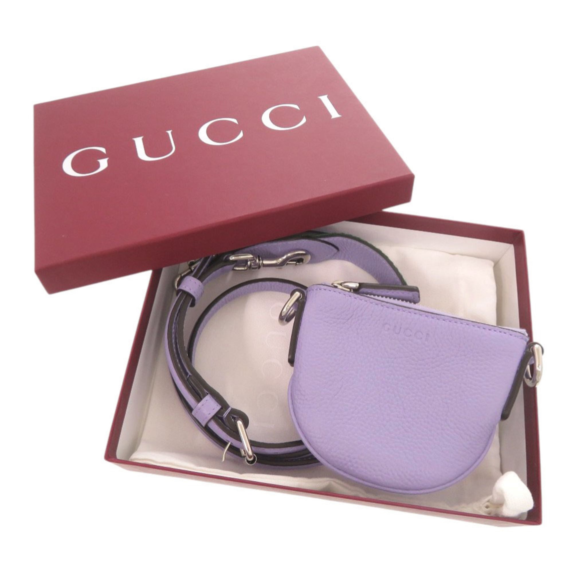Unused Gucci logo 821831 leather purple micro mini shoulder bag 1478GUCCI — New - Store Return