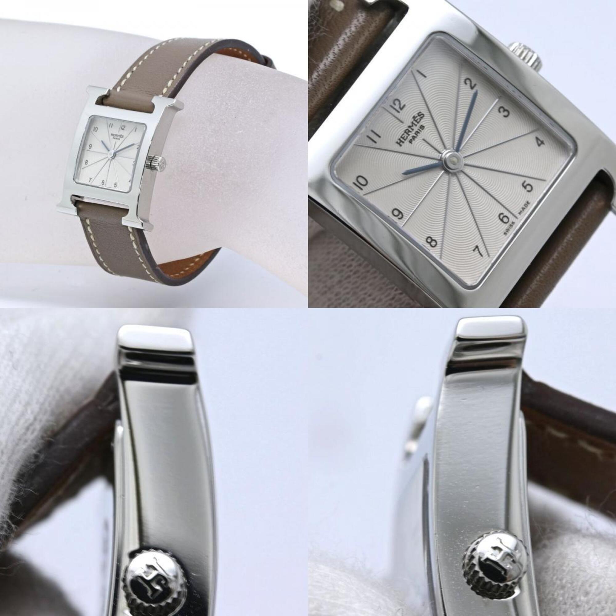 HERMES H-Watch HH1.210.260 WW18 Women's Watch Stainless Steel x Cowhide Leather 40556 — Very Good