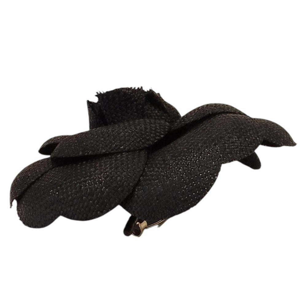 CHANEL Chanel Canvas Camellia Corsage Pin Brooch Black Women's — Like New