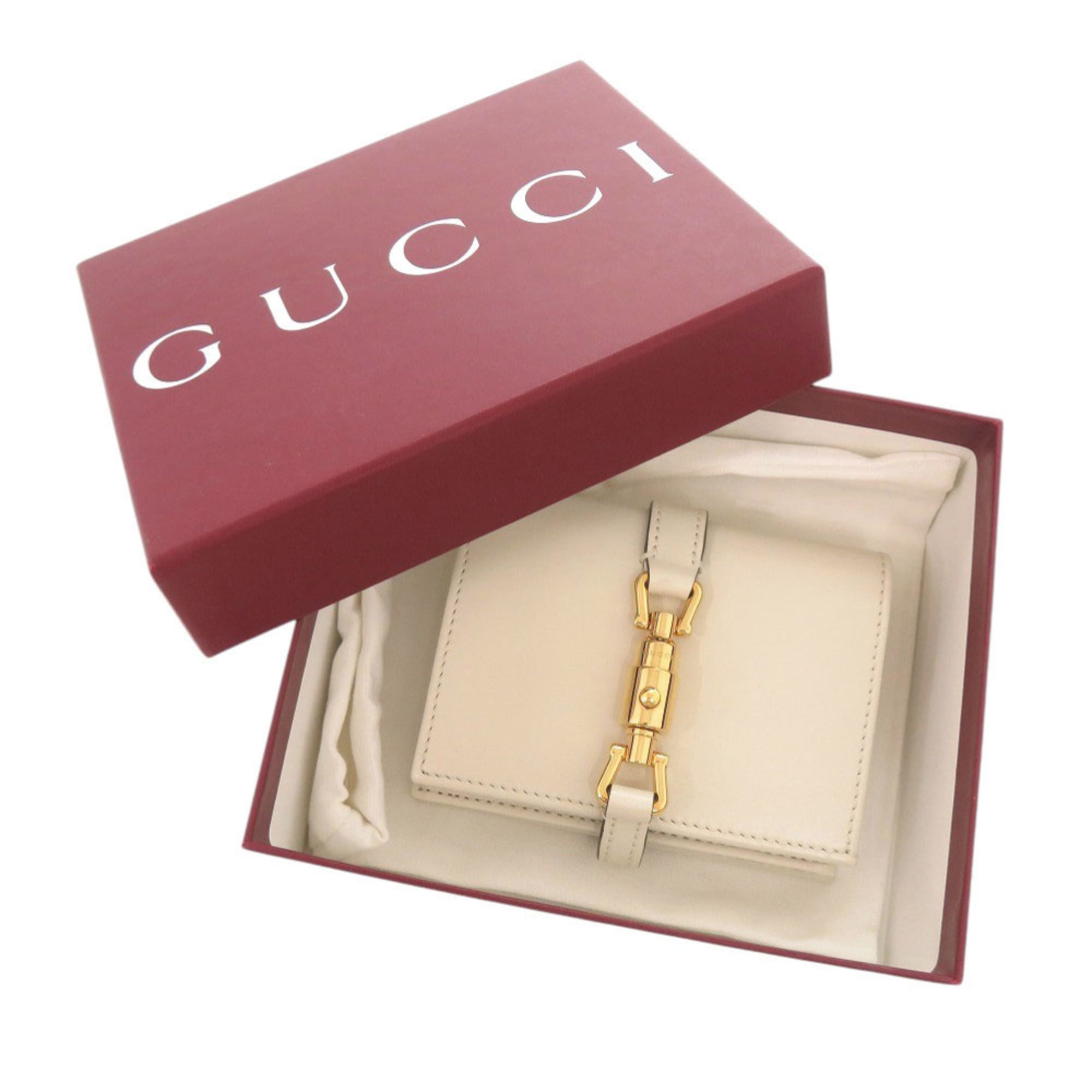 Like new Gucci Jackie 1961 645536 leather ivory bifold wallet 1093