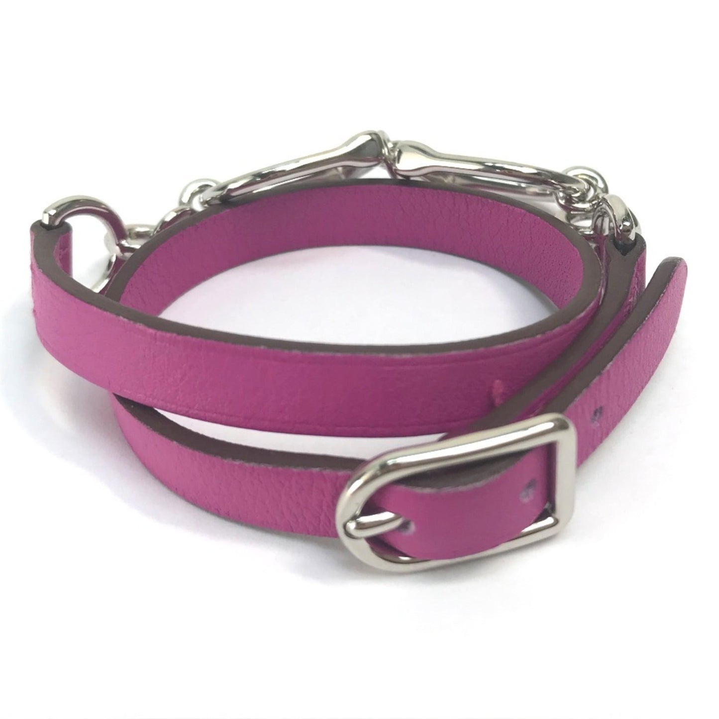 HERMES Etrier Double Tour Bracelet in Swift Leather, Purple, for Women