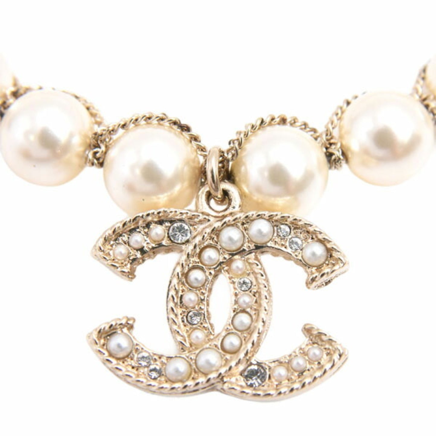 Chanel bracelet for women, fake pearl chain, Coco Mark motif, A19 GP CHANEL