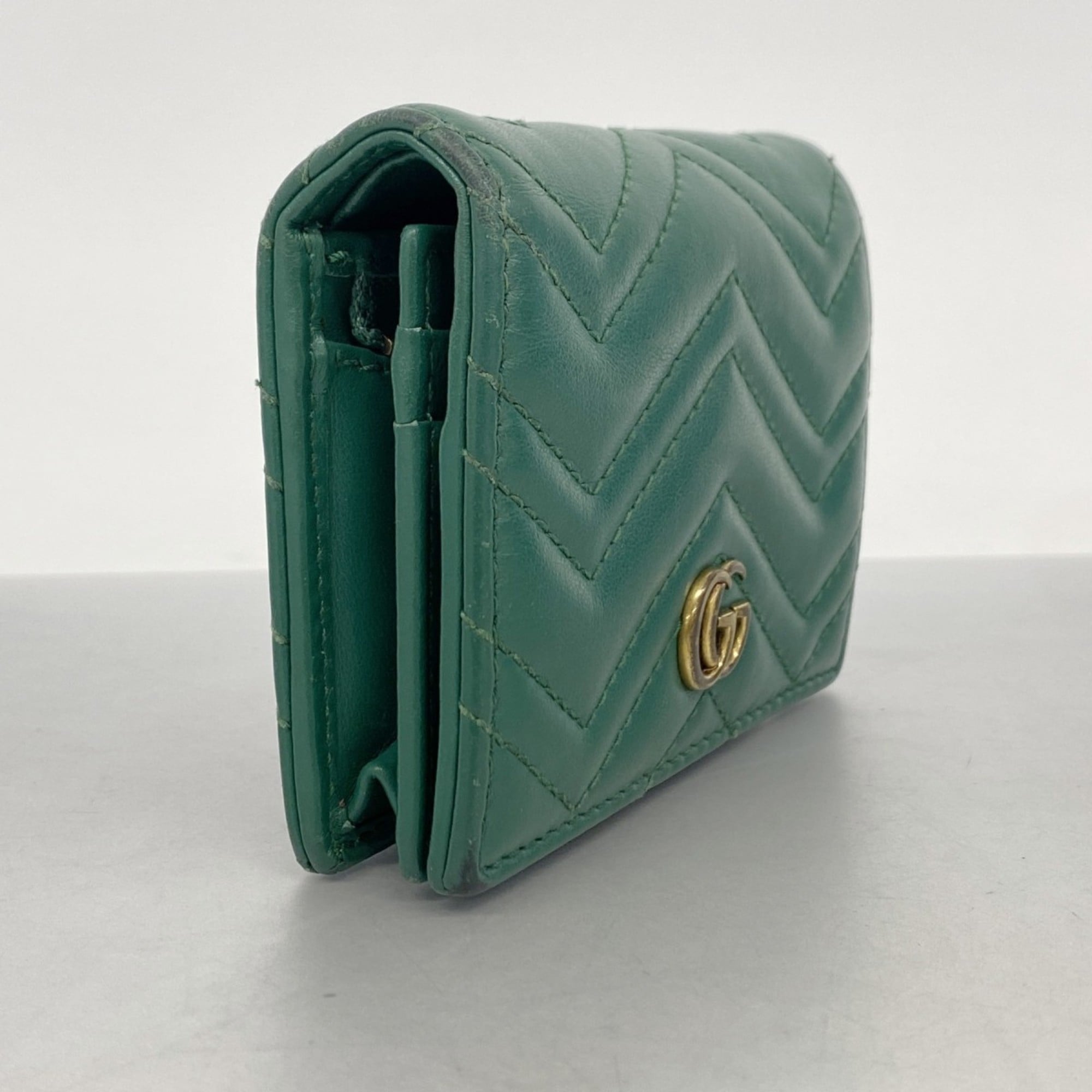 Gucci GG Marmont wallet 466492 leather green women's