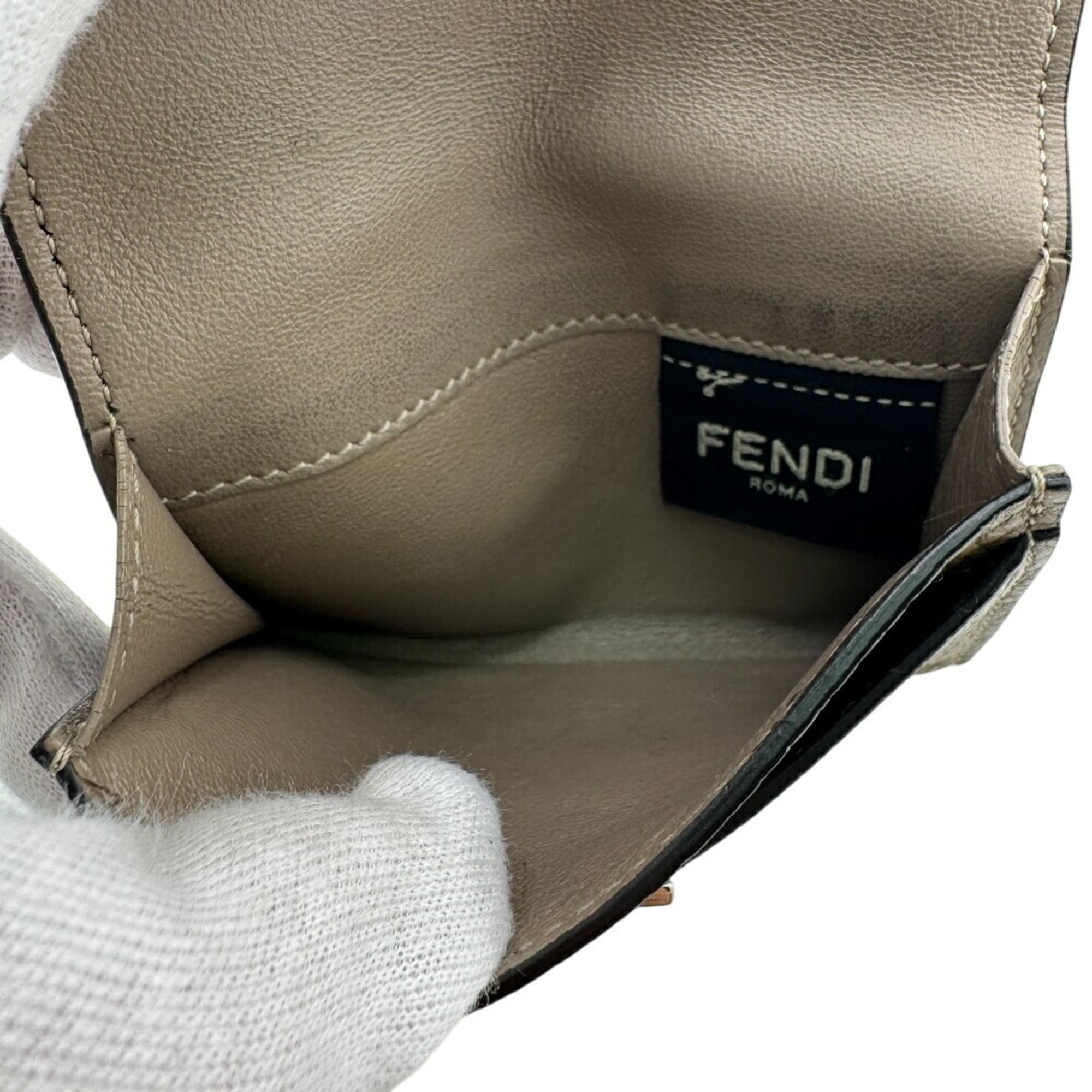 FENDI Peekaboo Turnlock Selleria Card Case Wallet, Gray, Women's