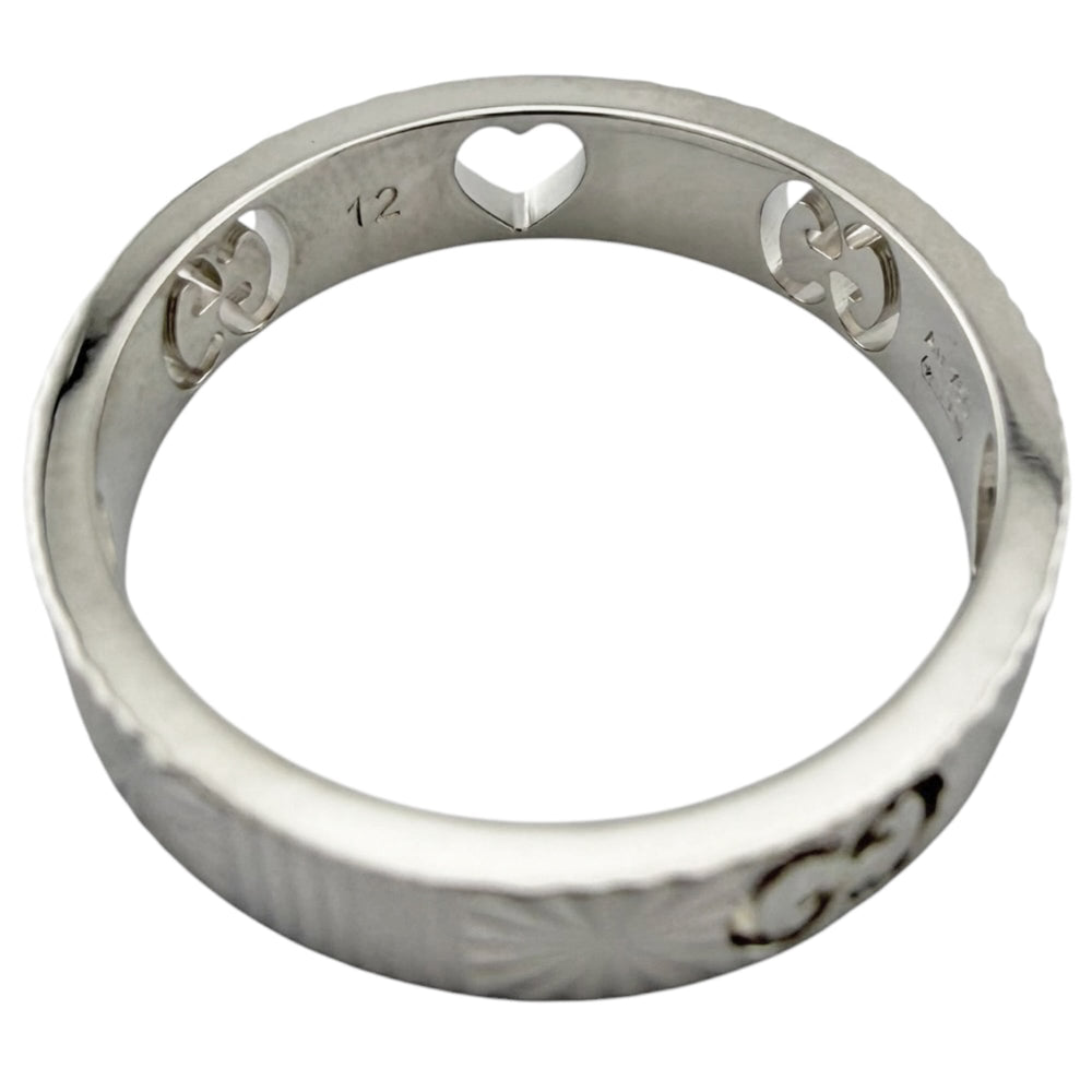 Gucci Icon Heart Ring, 18K White Gold, Women's — Like New