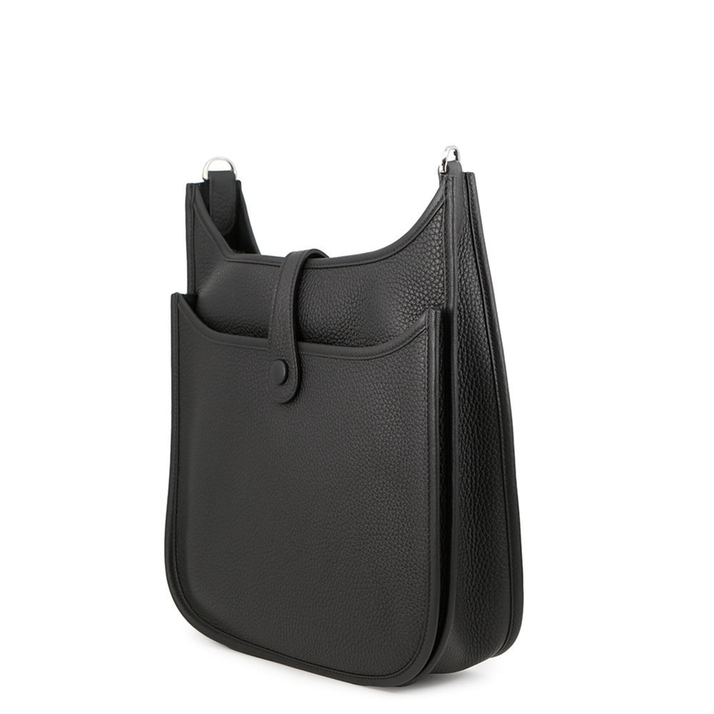 Hermes Evelyne 3 PM Shoulder Bag, Black, Taurillon Clemence Leather, G Stamp, Evelyne, Handbag, Women's, HERMES — Like New