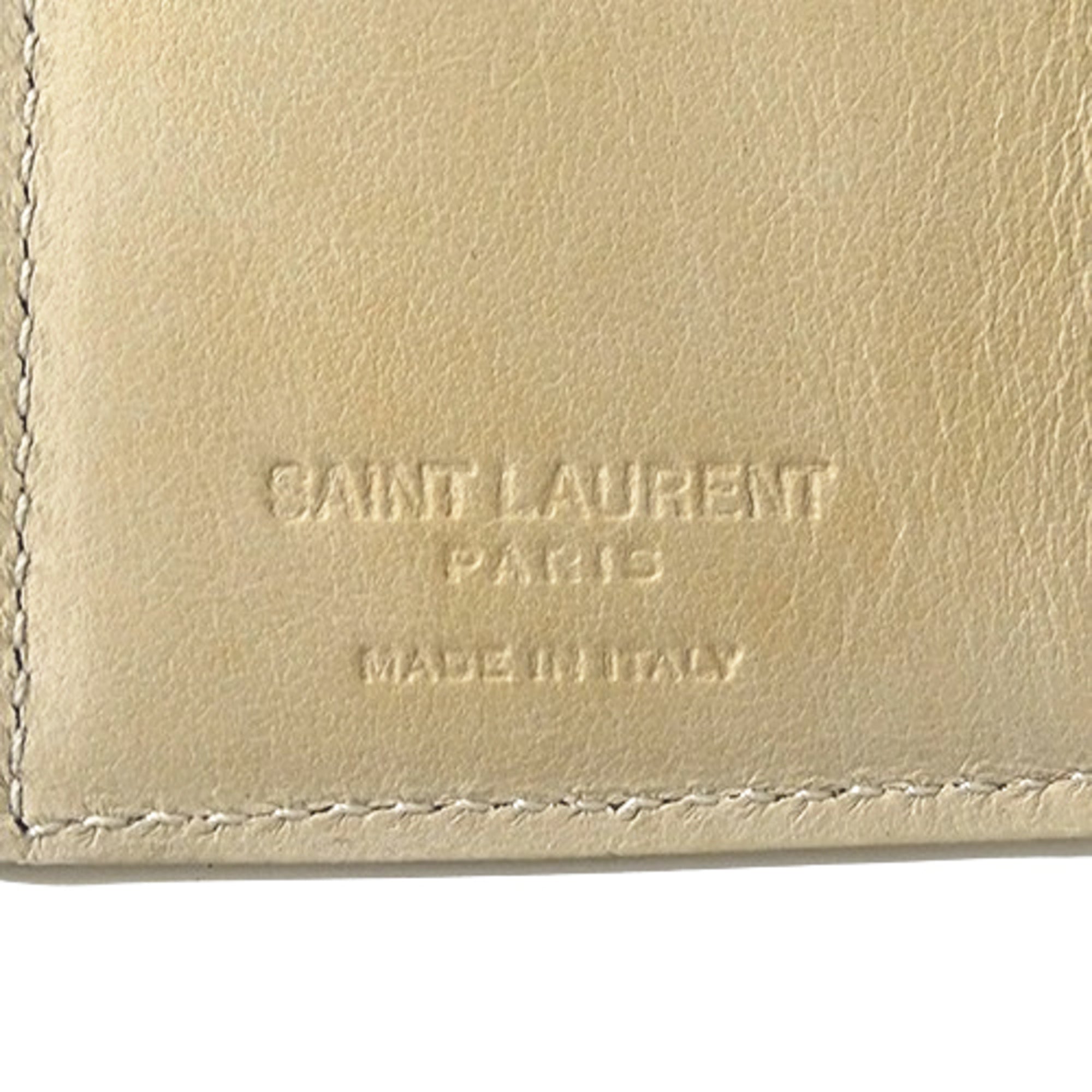 Saint Laurent Women's Tri-fold Wallet in Crocodile Embossed Leather, Ivory Mini