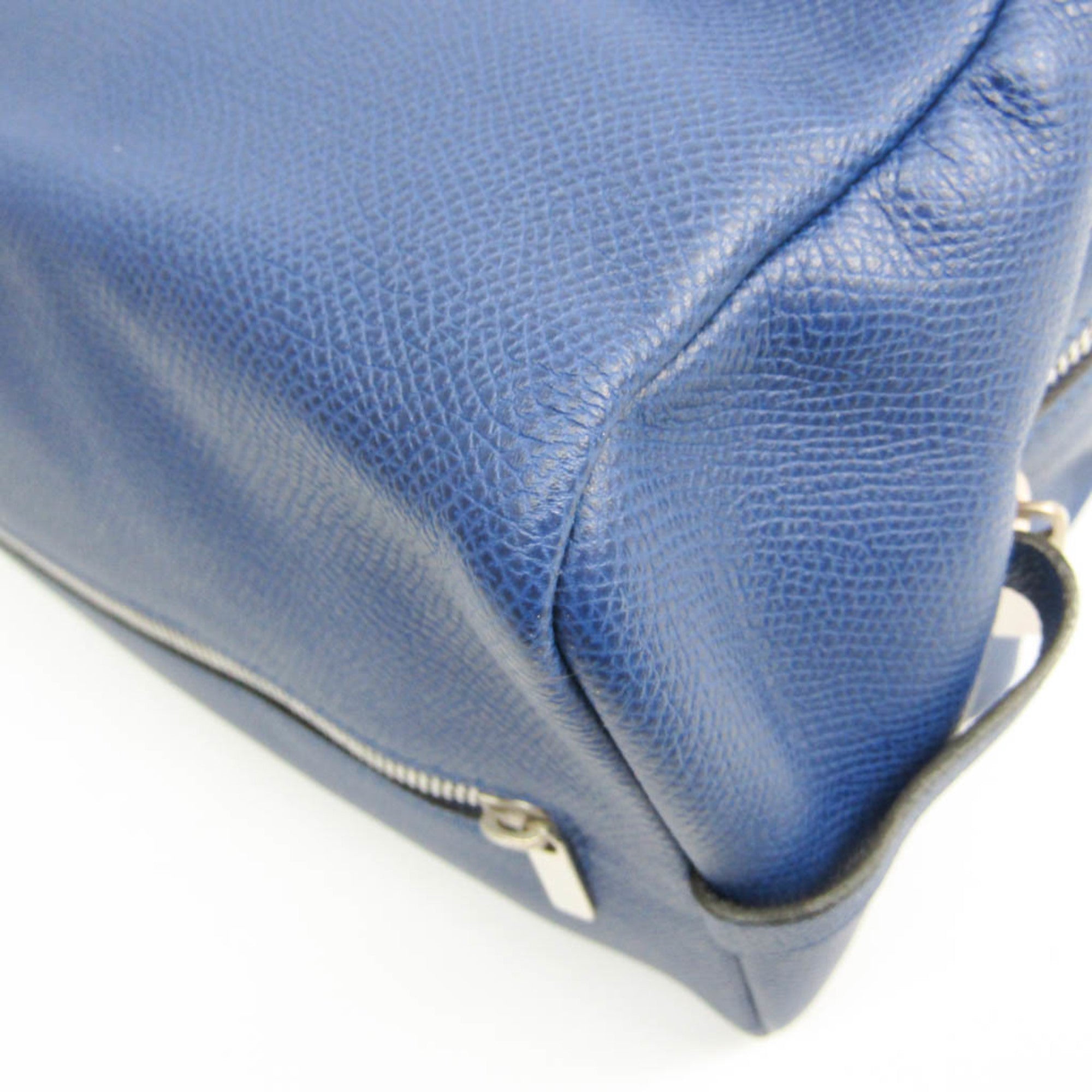 Valextra Large Beauty Case V6A68 Unisex Leather Clutch Bag,Pouch Royal Blue — Like New