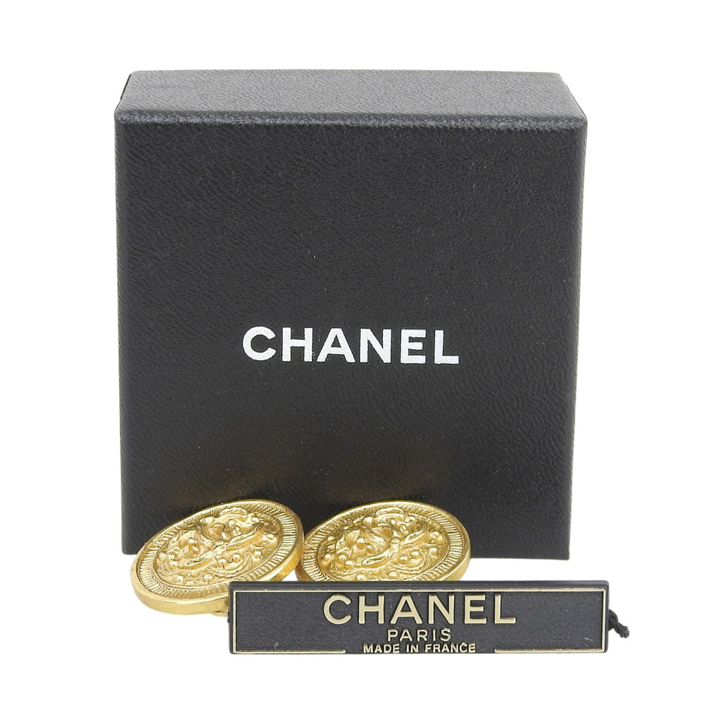 CHANEL Vintage 94A GP Coco Mark Round Earrings (Pair) - Gold Made in France Women's Comes with Box — Like New