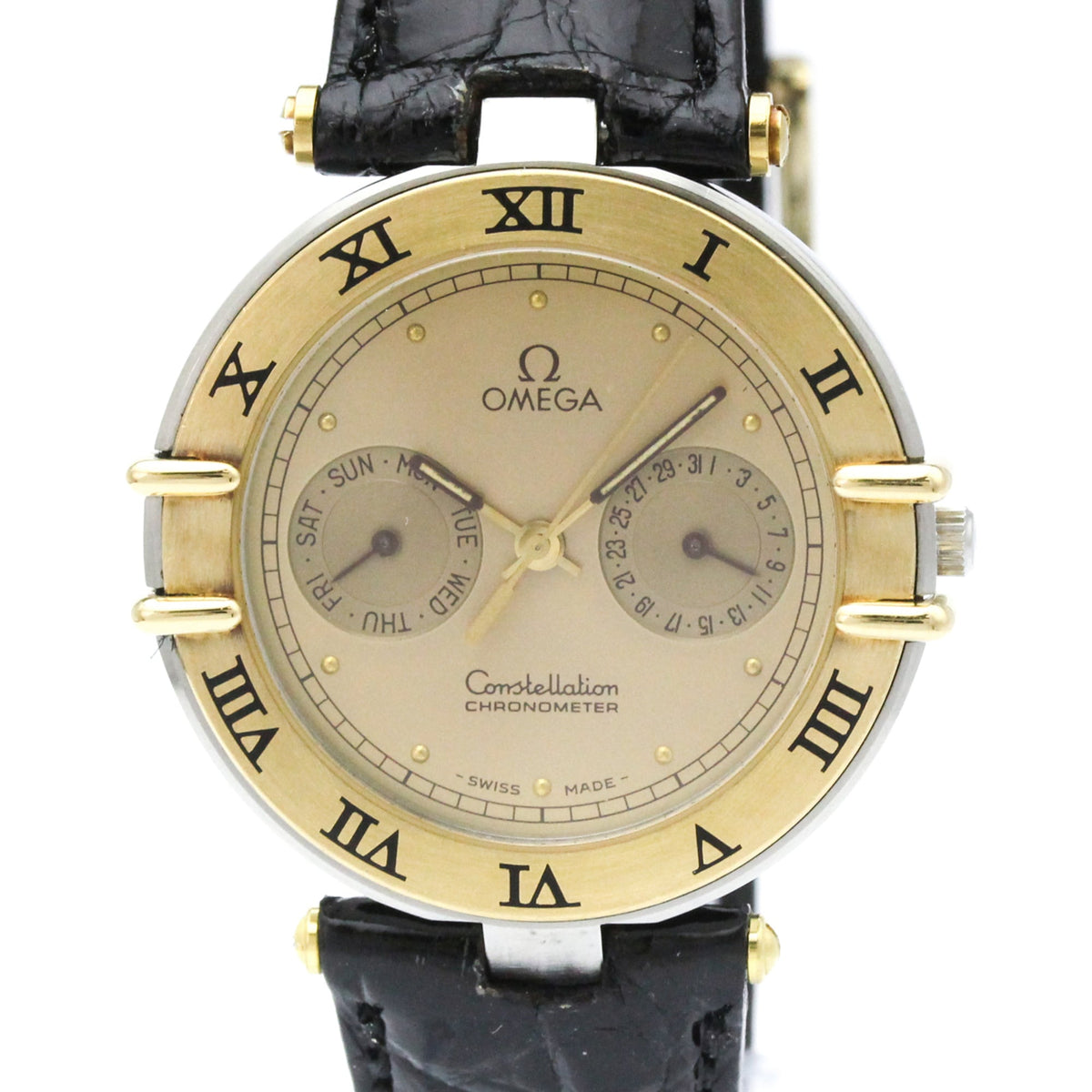OMEGA Constellation Day Date 18K Gold Steel Watch 196.1080 Polished — Very Good