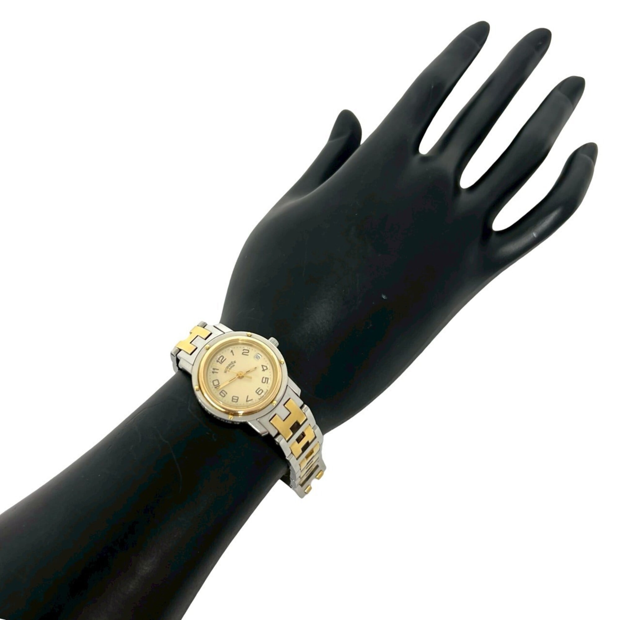 HERMES Clipper Stainless Steel GP Quartz Wristwatch, Silver/Gold, 23912 — Good