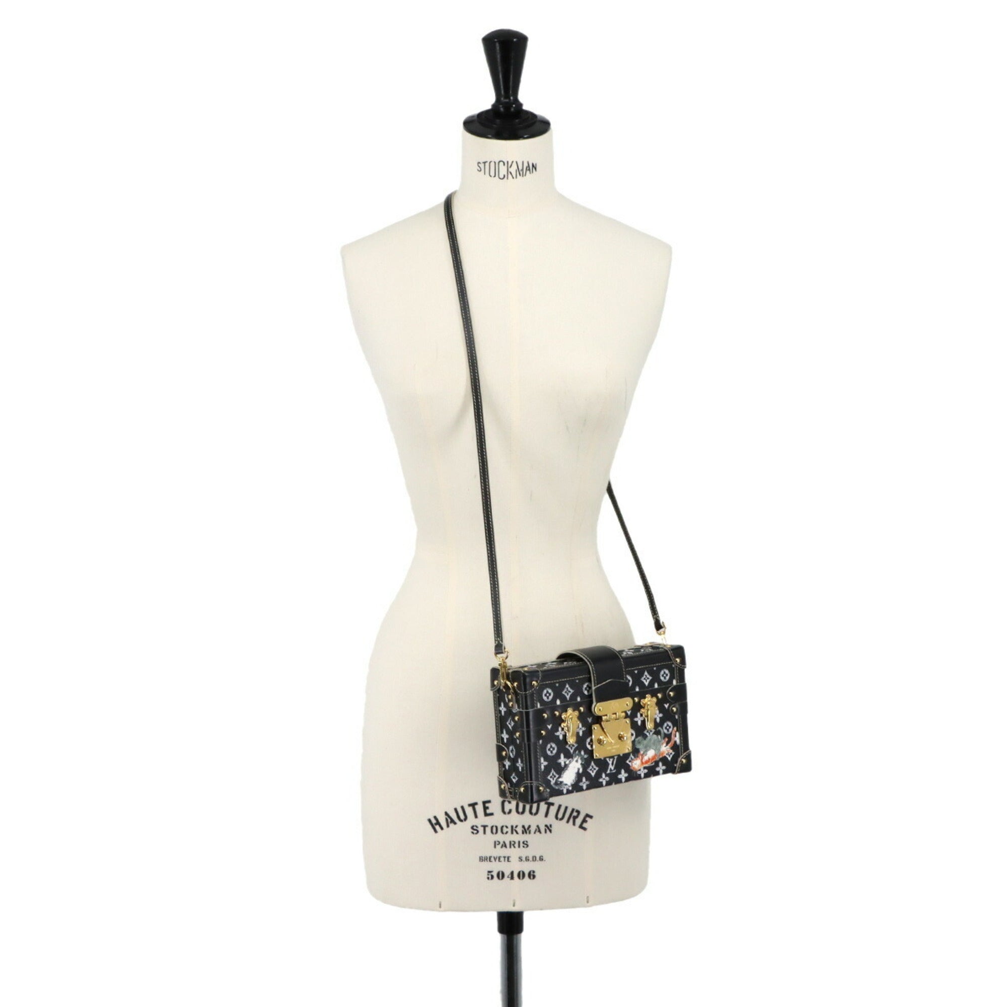 Louis Vuitton Monogram Catgram Petite Malle Shoulder Handbag, Black M44437 — Like New
