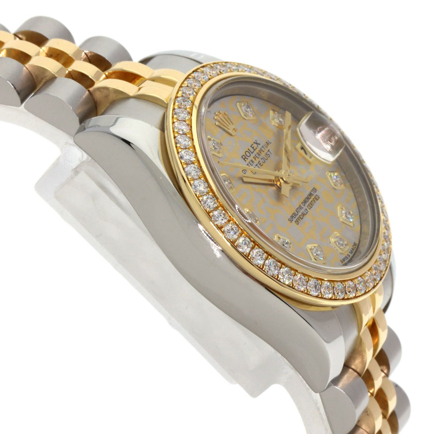 Rolex 179383G Datejust with 10 Diamond Bezels and Gold Crystals, Stainless Steel Watch in 18K Yellow Gold, for Women