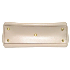 Salvatore Ferragamo Vara Ribbon Chain Tote Bag Shoulder Beige x Gold Hardware Women's — Like New