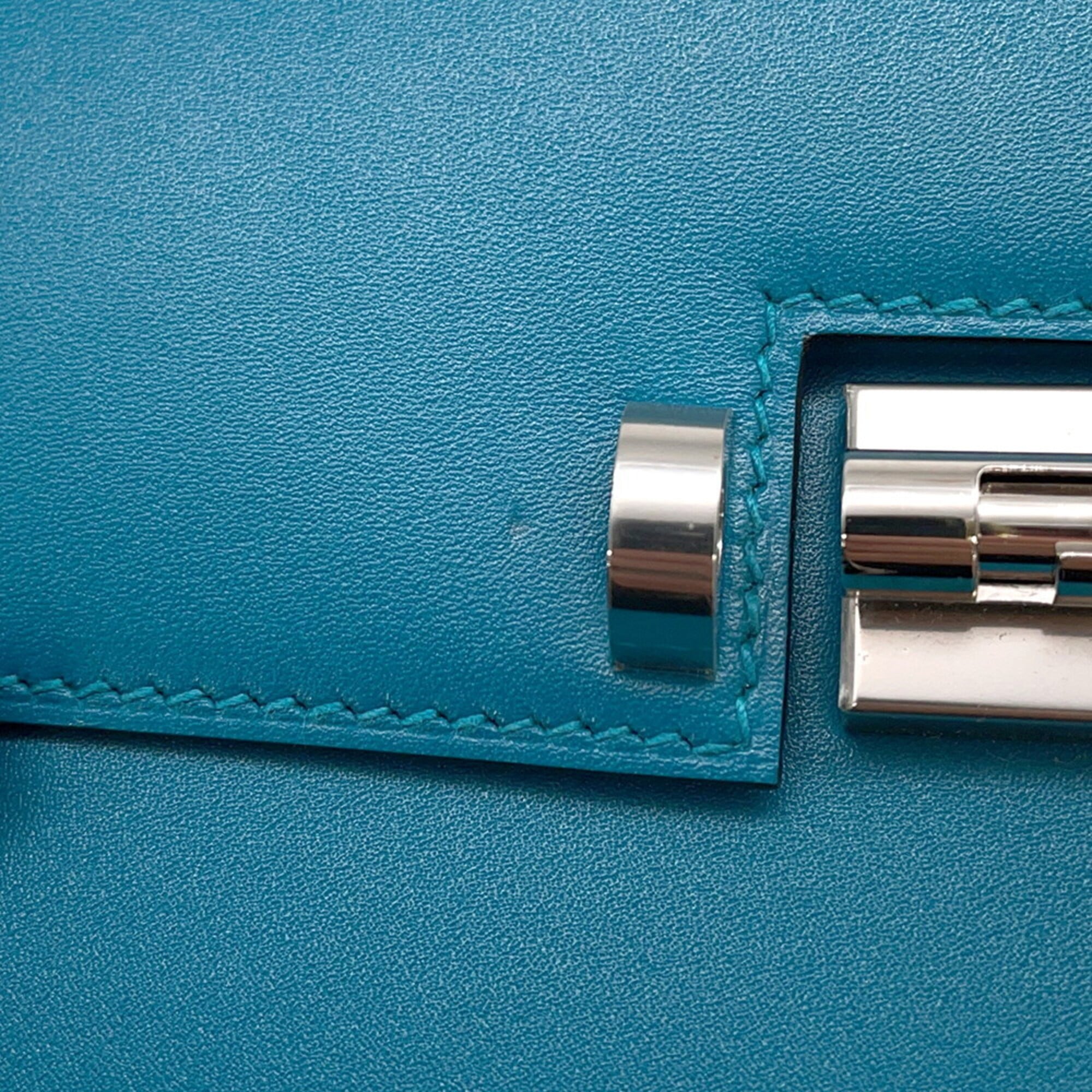 Hermes Chain Shoulder Bag Veroux Mini Blue Izmir Tadelakt C Stamp Handbag HERMES — Like New