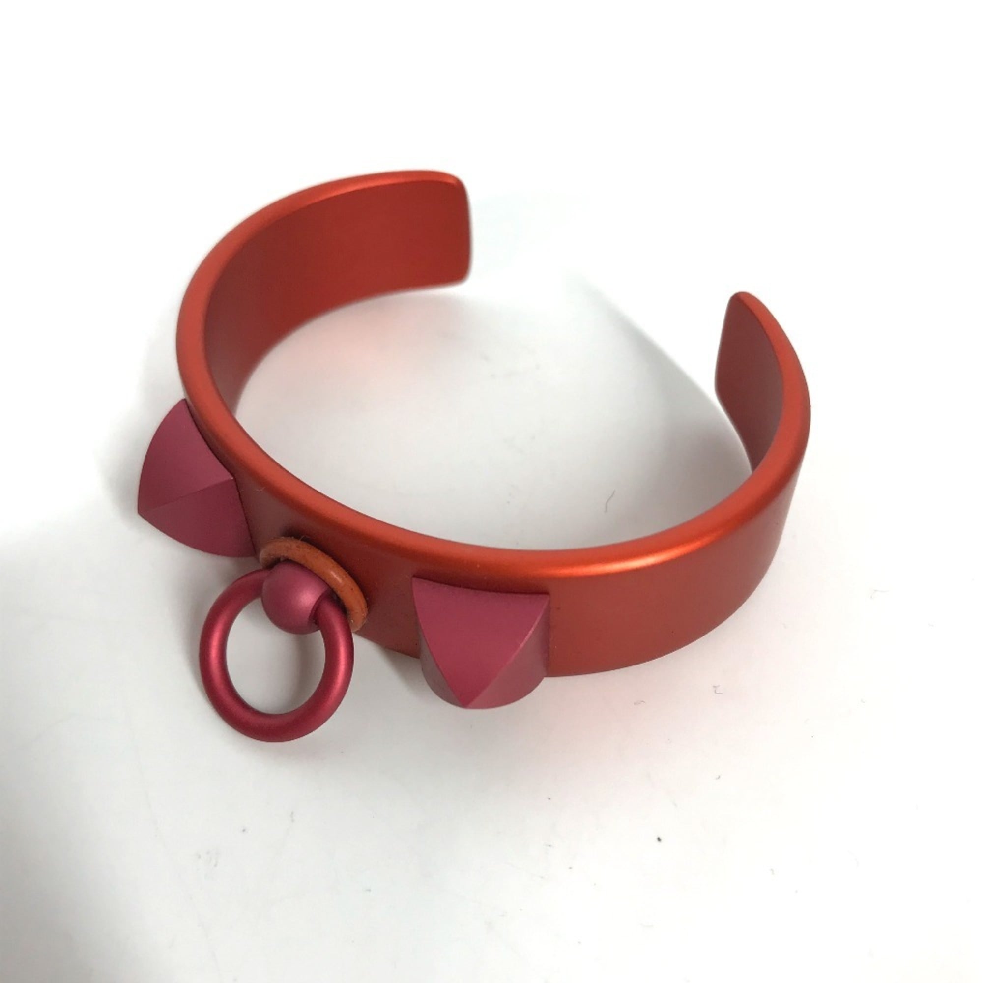 HERMES Collier de Chien Medor Sunset Bracelet Bangle, Aluminum, Women's, Orange, Like New — Like New